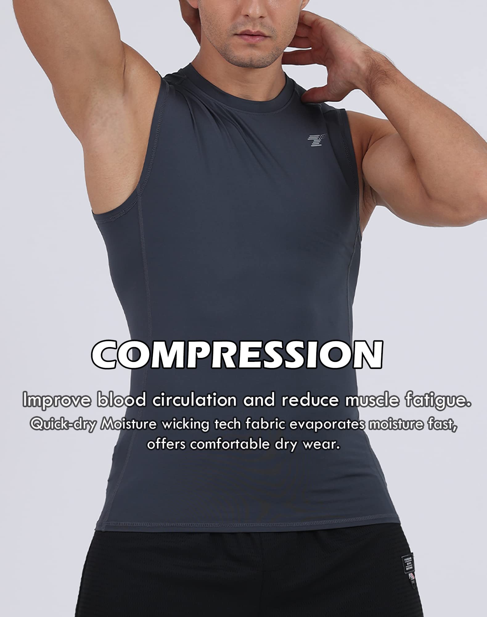 5 Pack Men's Athletic Compression Shirts Sleeveless Workout Tank Top