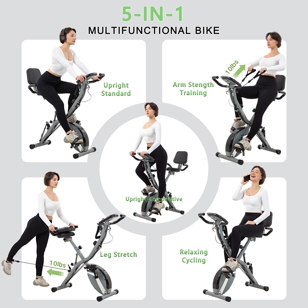 Stationary Exercise Bike for Home Workout, 5 IN 1 Foldable Indoor Cycling Bike