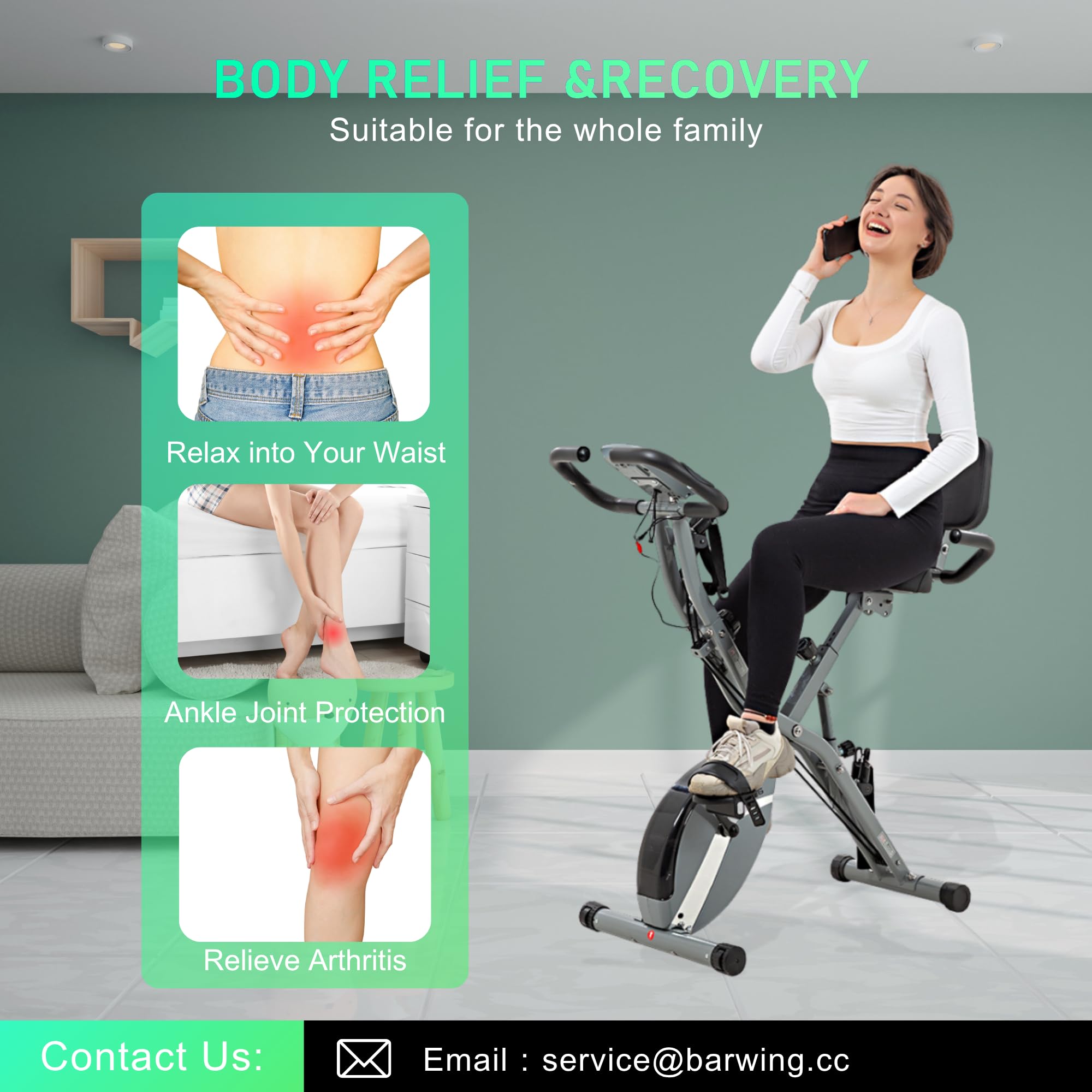 Stationary Exercise Bike for Home Workout, 5 IN 1 Foldable Indoor Cycling Bike