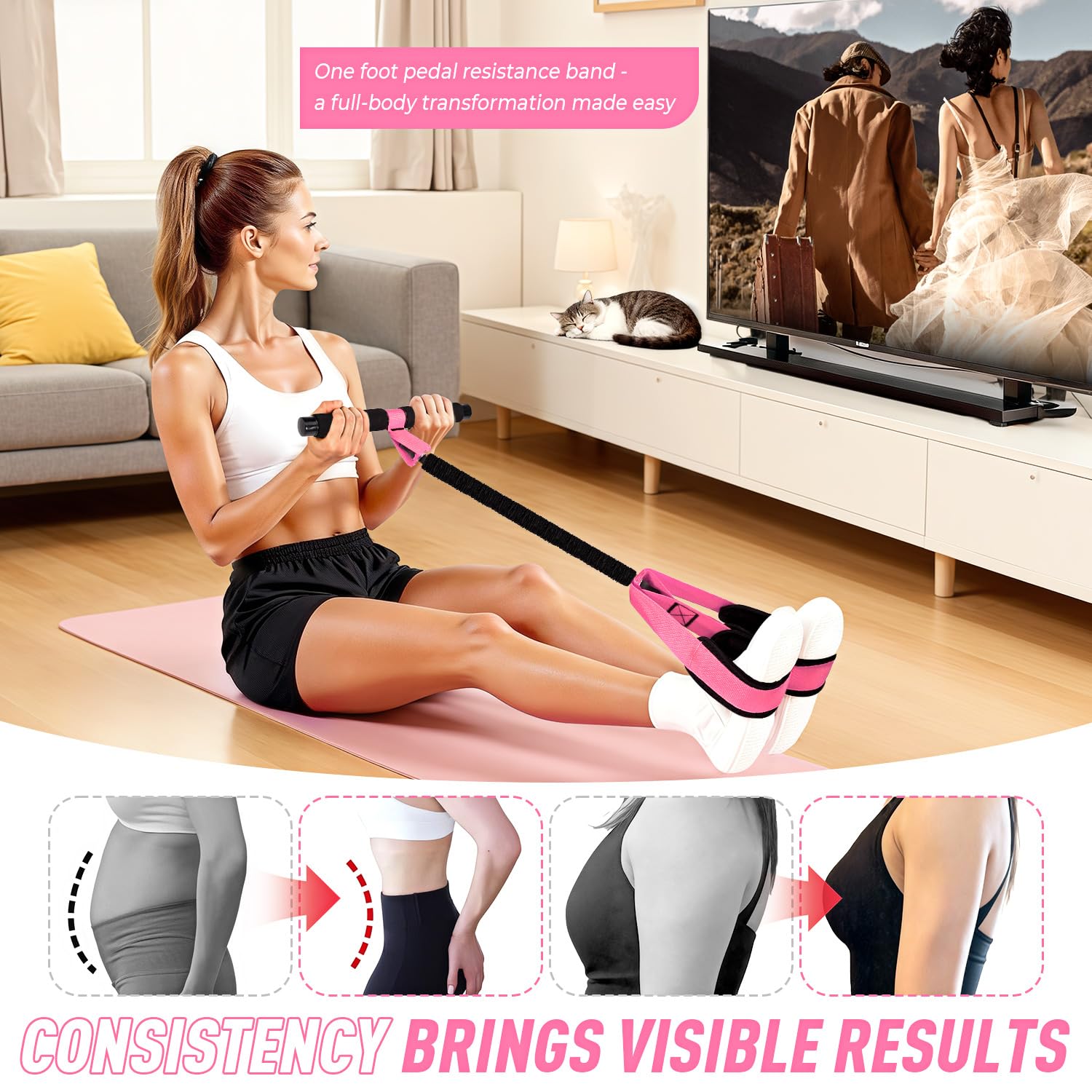 2026 Upgraded Durable Pedal Resistance Band with Handle, Physical Therapy