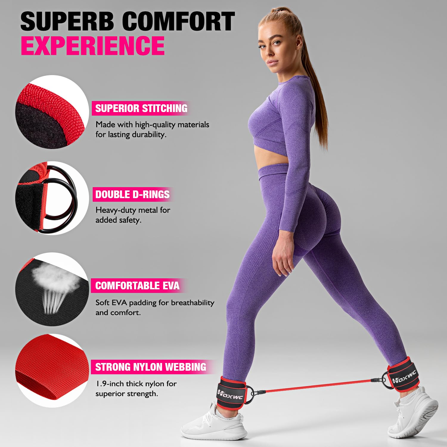 Ankle Resistance Bands with Cuffs, Ankle Bands for Working Out