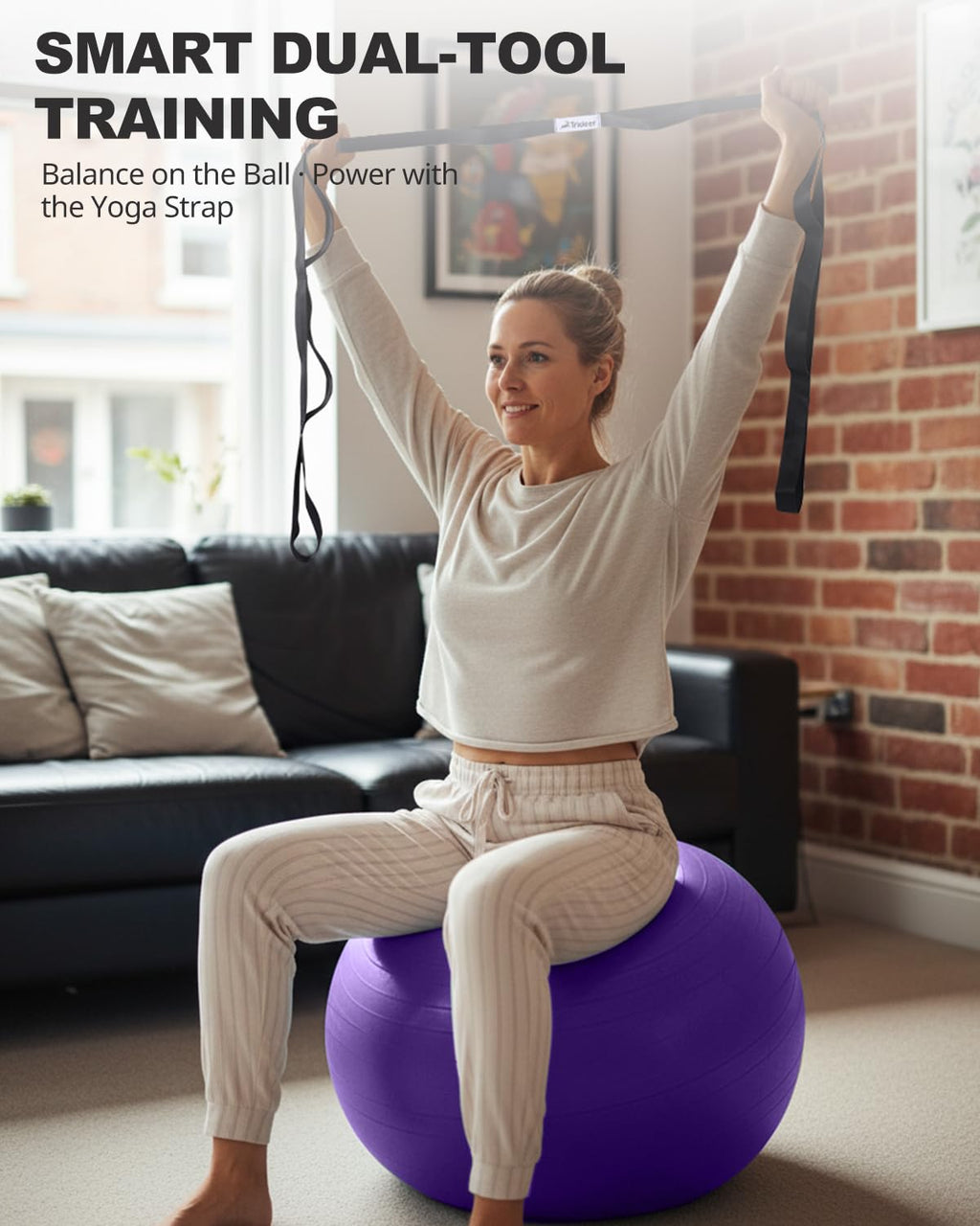 Exercise Ball for Yoga, Pilates & Fitness – Stability Ball Equipment for Home Gym & Office