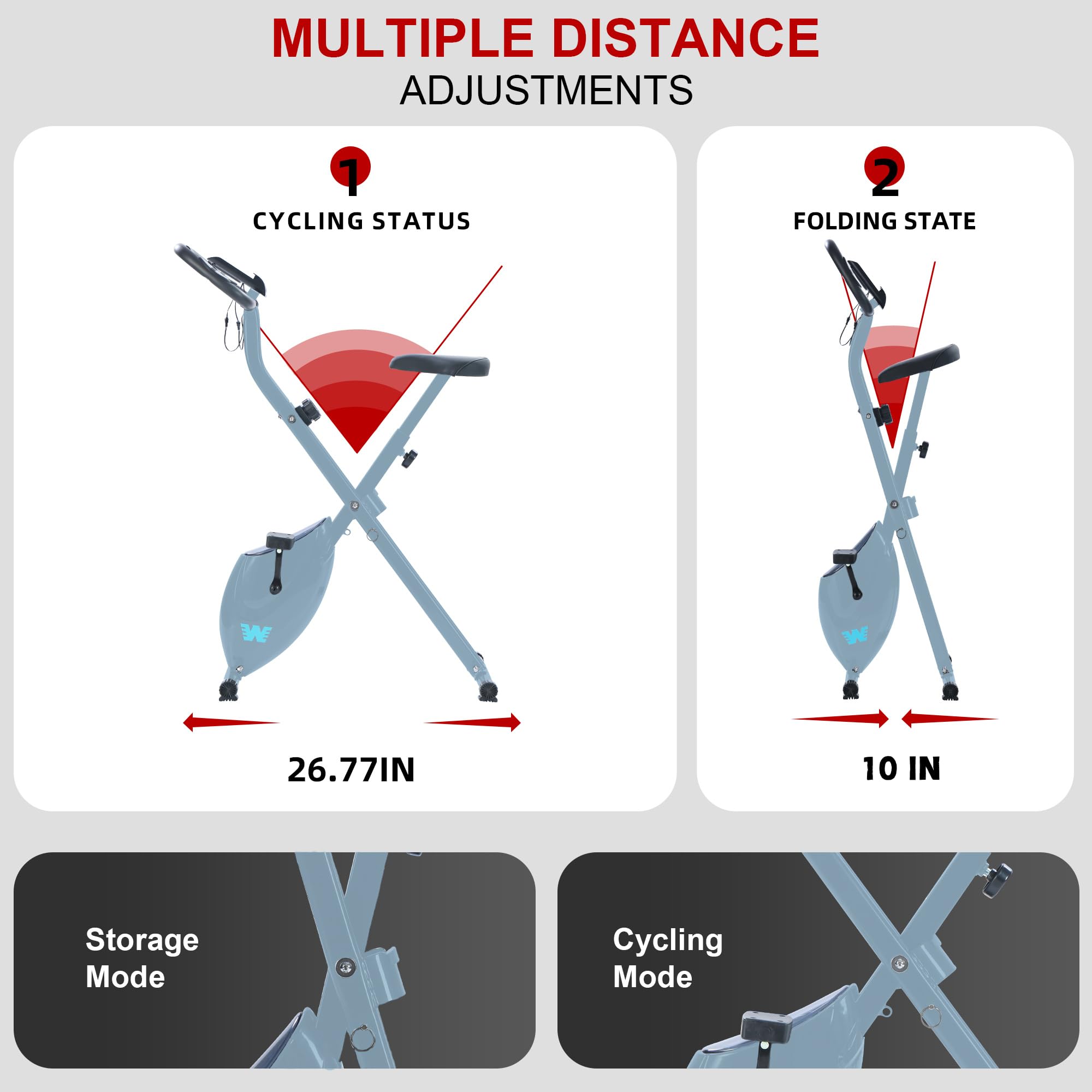 Stationary Exercise Bike for Home Workout, 5 IN 1 Foldable Indoor Cycling Bike