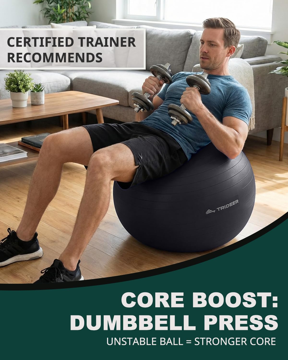 Exercise Ball for Yoga, Pilates & Fitness – Stability Ball Equipment for Home Gym & Office