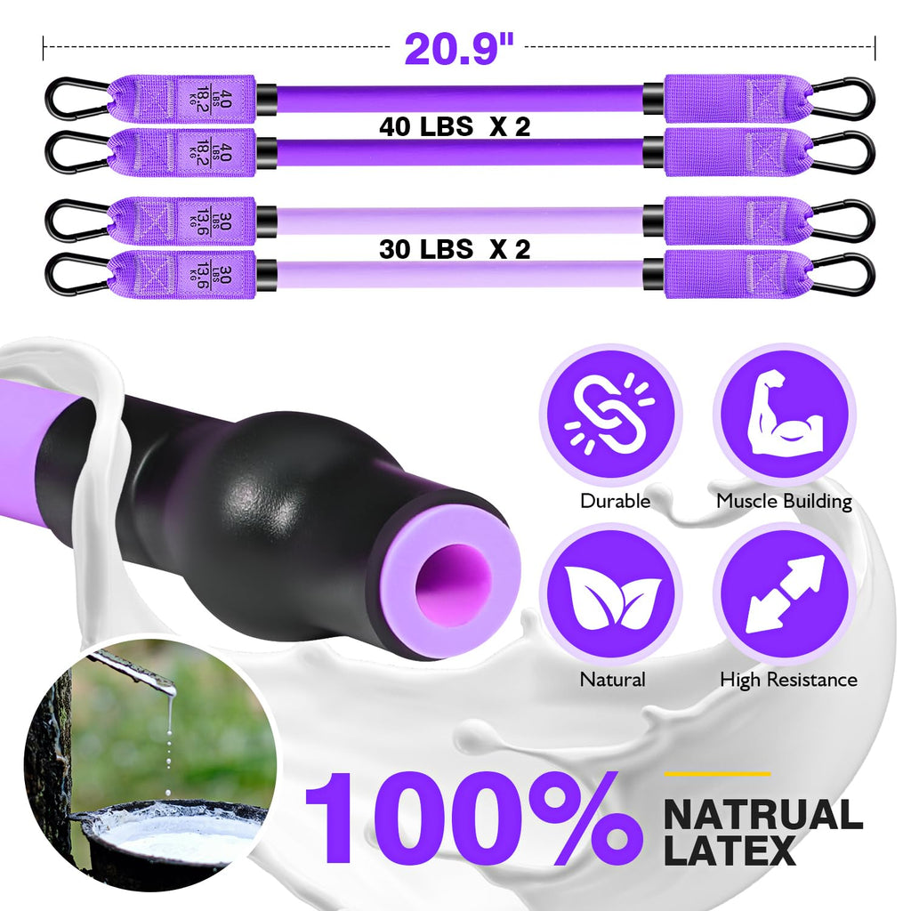 Pilates Bar Kit with Resistance Bands, Pilates Workout Equipment, Adjustable 3-Section Pilates Bar Kit for Women & Men