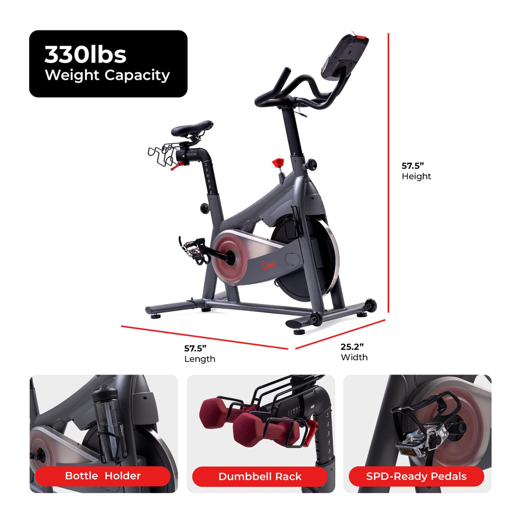 Fitness Smart Magnetic Indoor Cycling Bike, Stationary Exercise Cardio Equipment, Free SunnyFit Training App