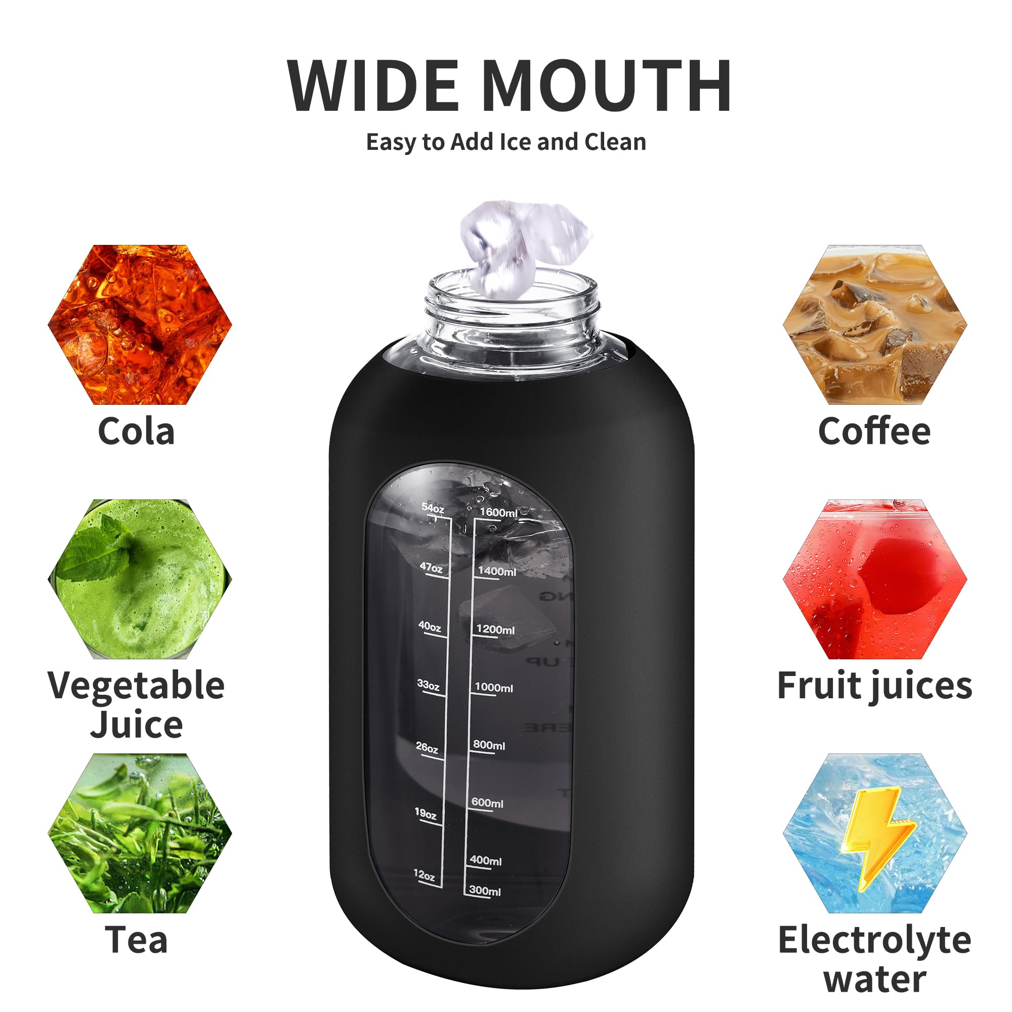 40 oz Glass Water Bottle with Straw and Handle