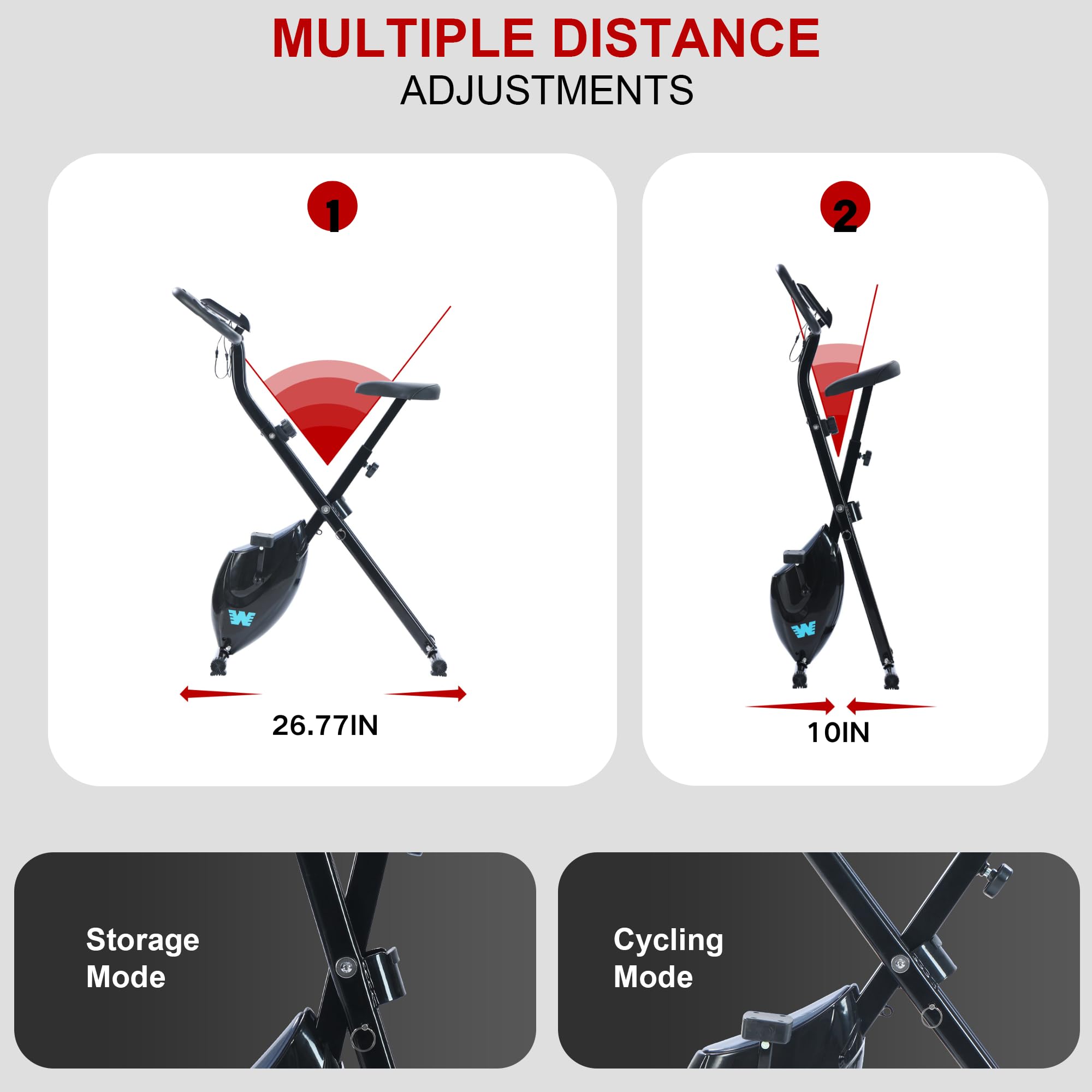 Stationary Exercise Bike for Home Workout, 5 IN 1 Foldable Indoor Cycling Bike