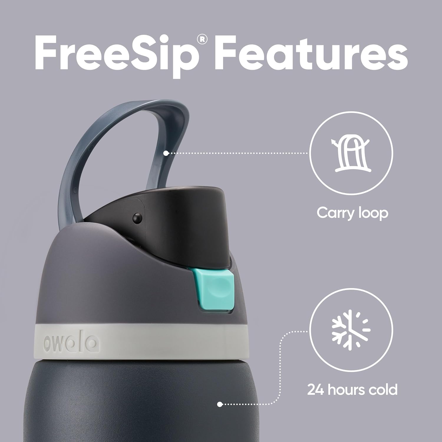 FreeSip Insulated Stainless Steel Water Bottle with Straw, BPA-Free Sports Water Bottle, Great for Travel, 32 Oz, Very, Very Dark