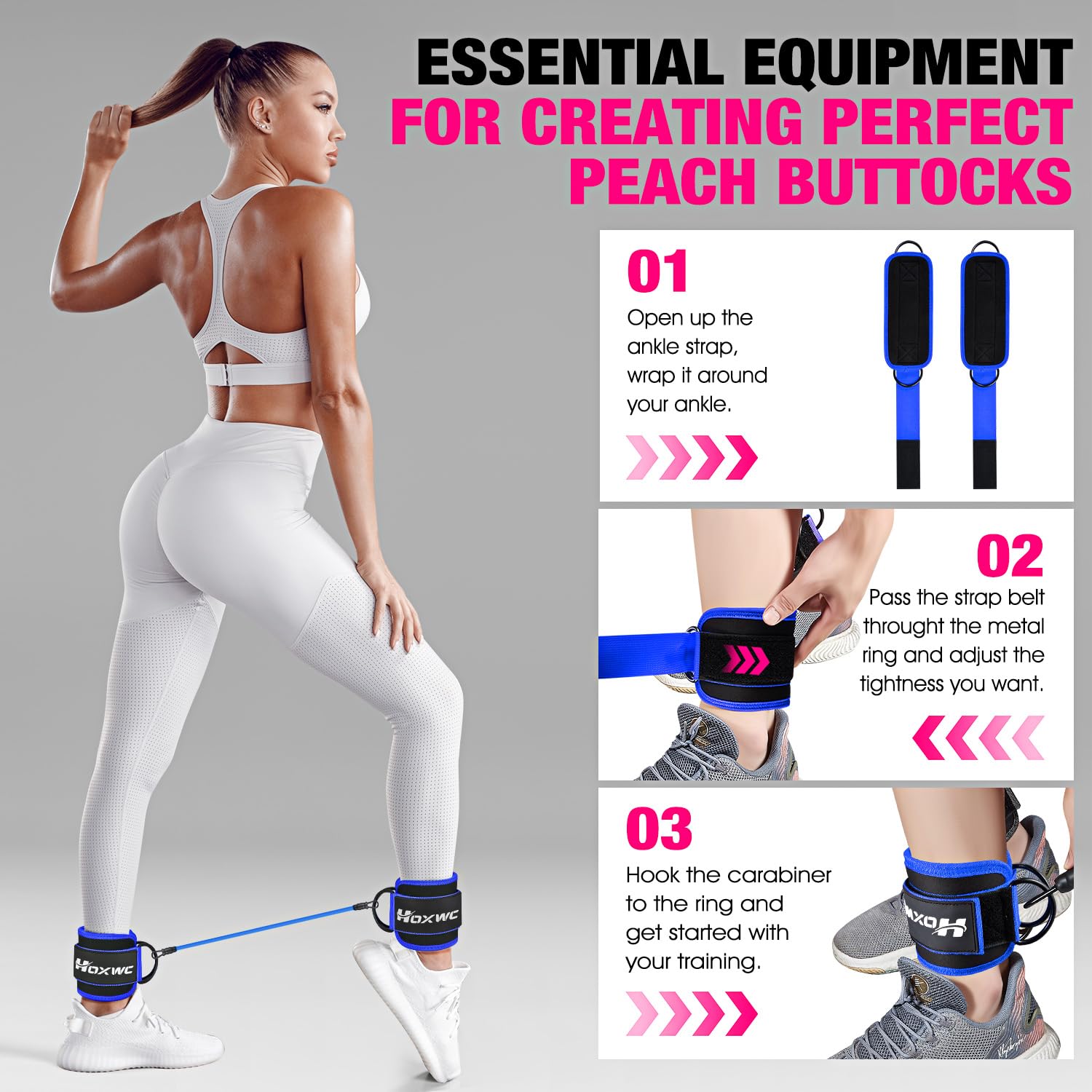 Ankle Resistance Bands with Cuffs, Ankle Bands for Working Out