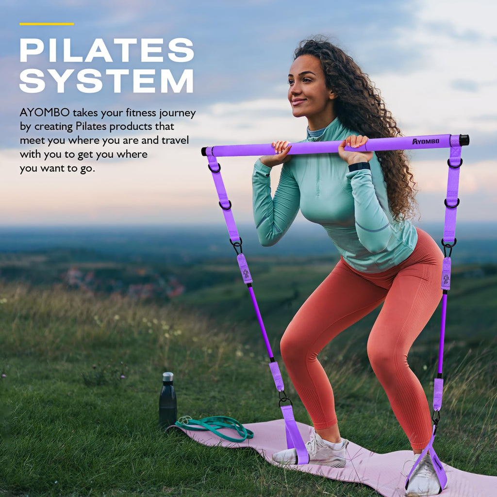 Pilates Bar Kit with Resistance Bands, Pilates Workout Equipment, Adjustable 3-Section Pilates Bar Kit for Women & Men
