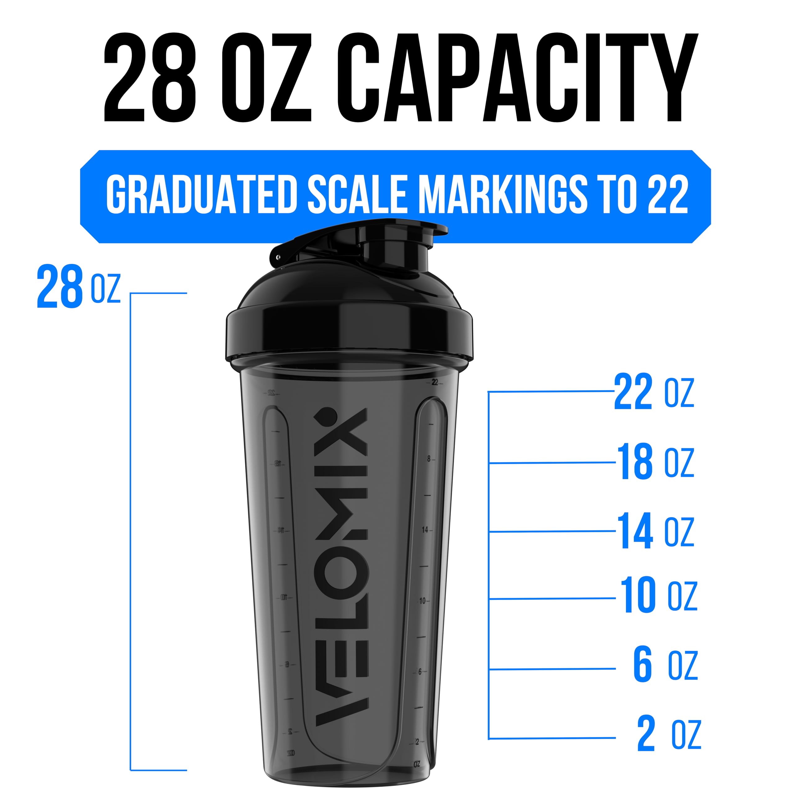 2 Pack- 28 oz Protein Shaker Bottles for Protein Mixes - 2x Wire Whisk | Leak Proof Shaker Cups for Protein Shakes