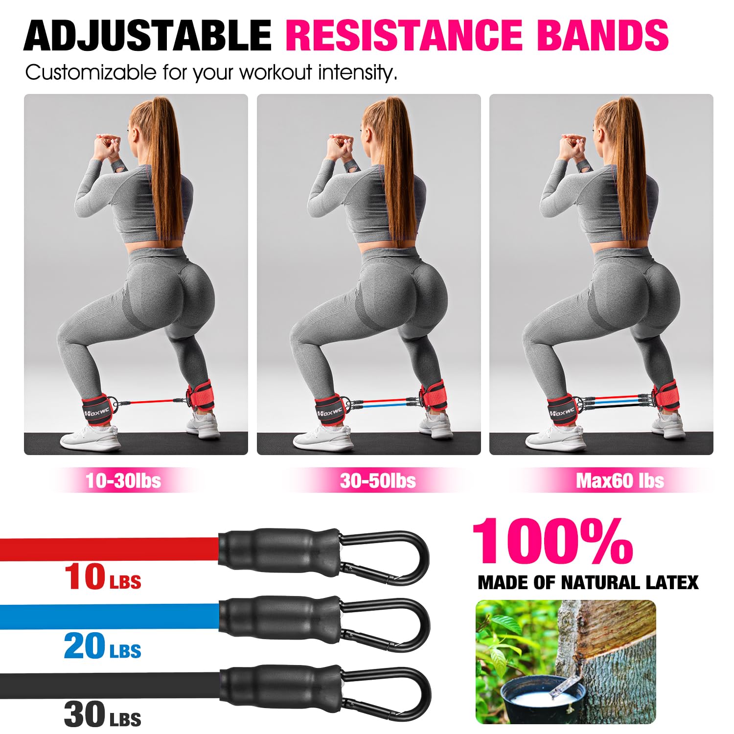 Ankle Resistance Bands with Cuffs, Ankle Bands for Working Out