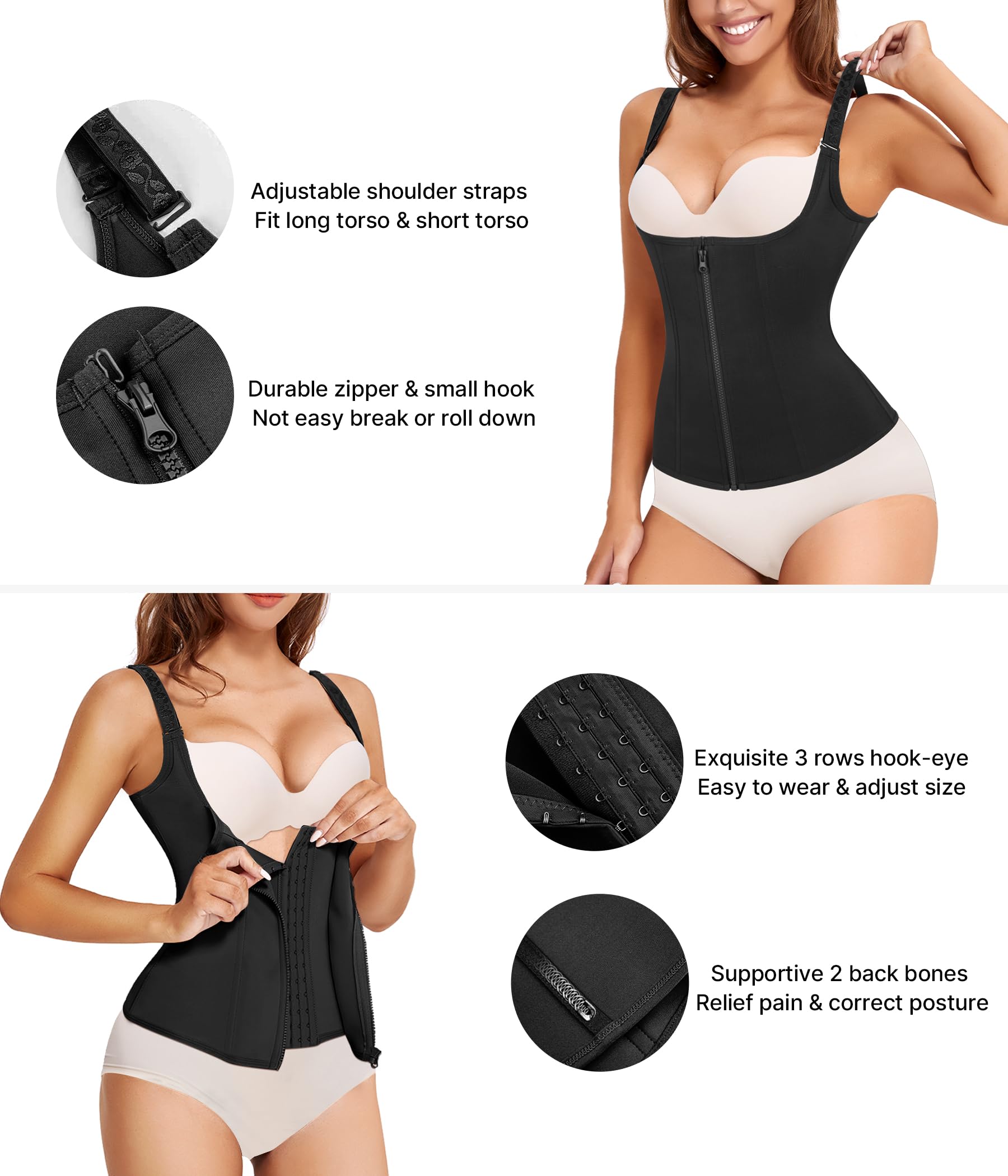 Waist Trainer for Women Corset Shapewear with Zipper