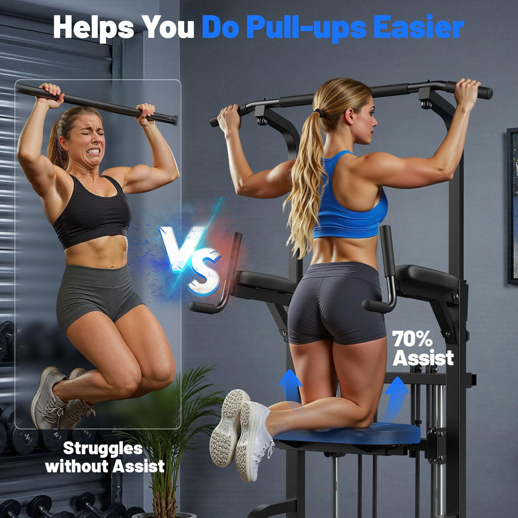 Pull Up Bar Station, 450LBS Stable Pull Up Dip Station for Home Gym Strength Training Equipment | FED Fitness