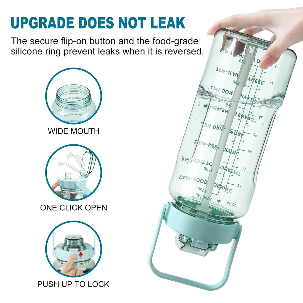 Half Gallon Water Bottle with Sleeve, 64OZ Motivational Water Bottle