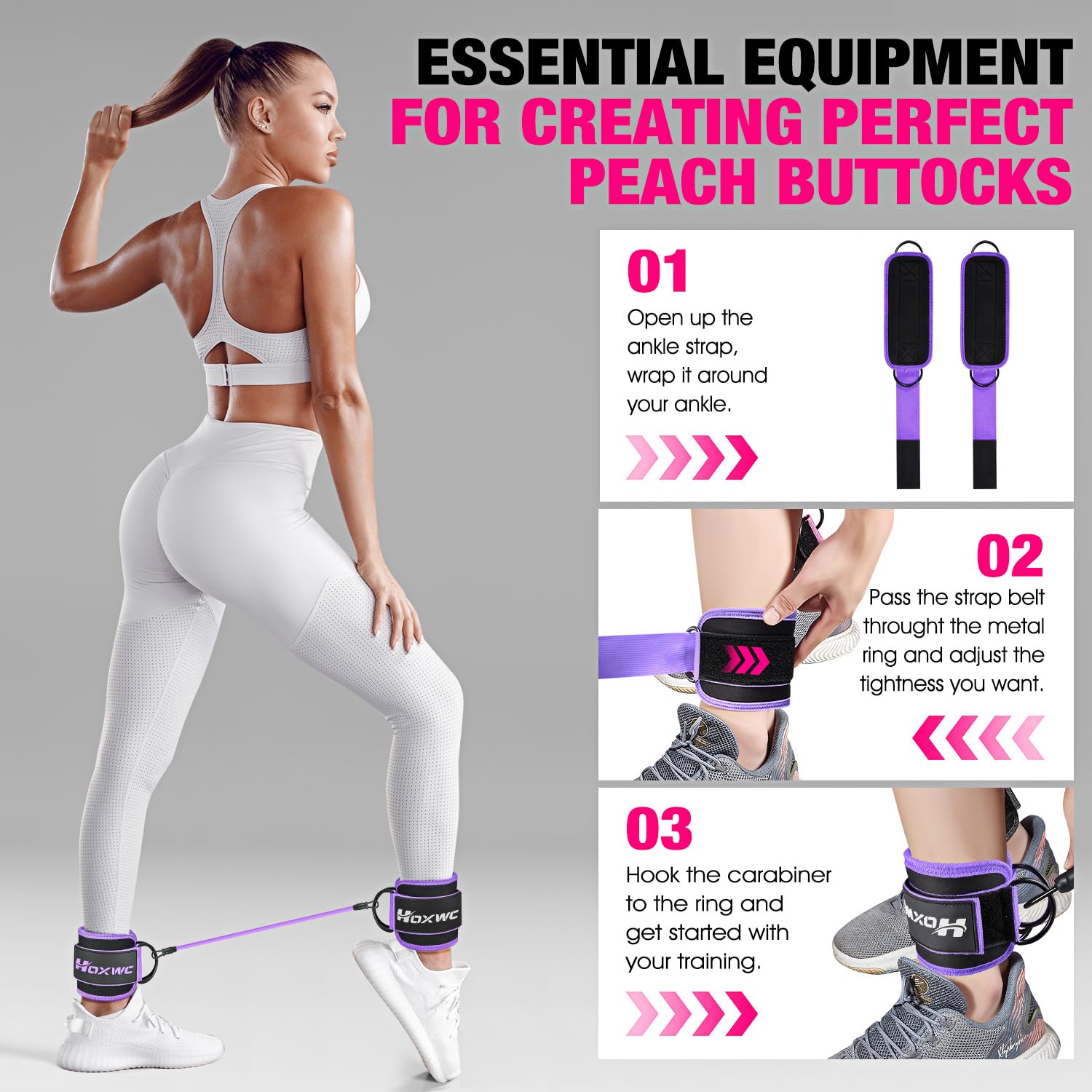 Ankle Resistance Bands with Cuffs, Ankle Bands for Working Out