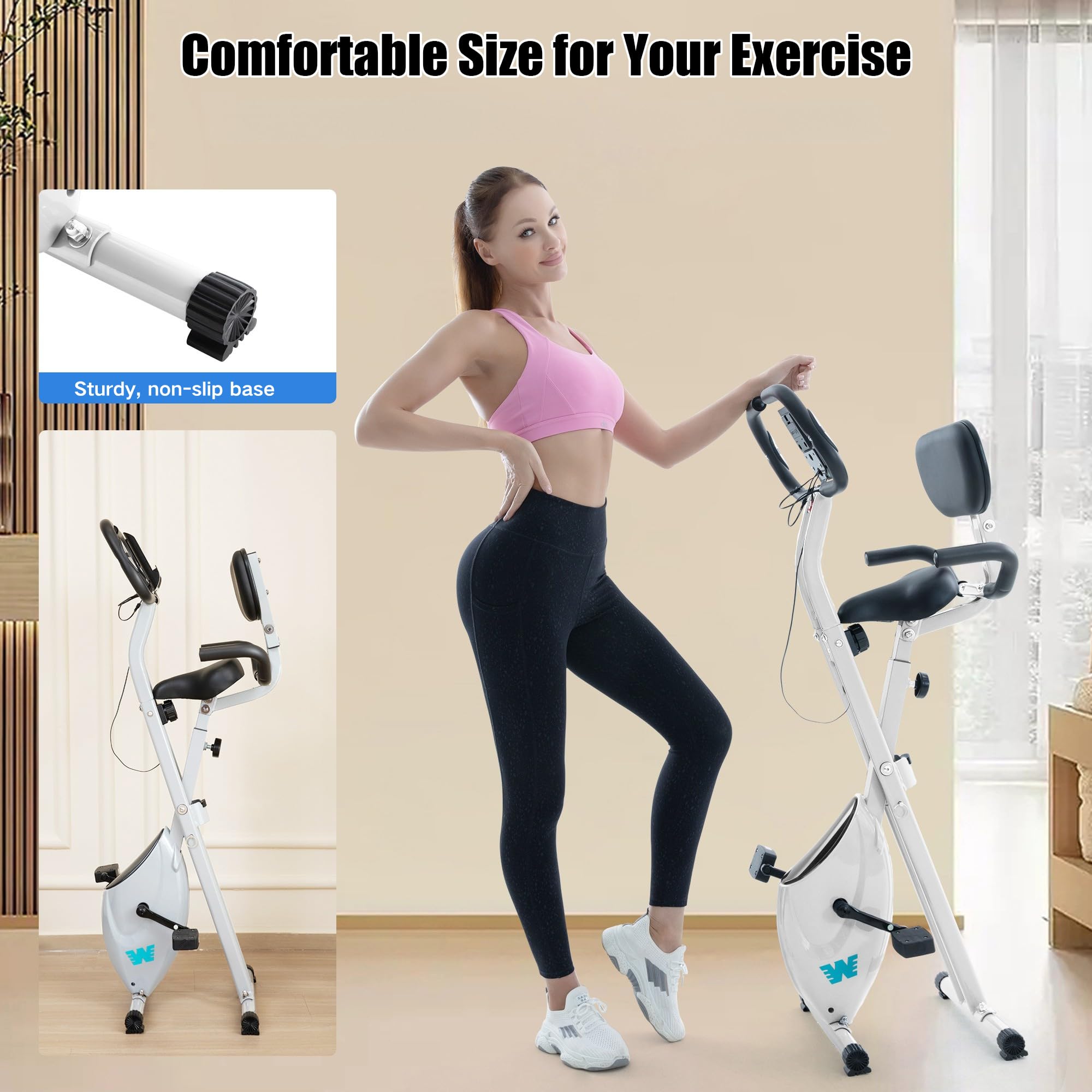 Stationary Exercise Bike for Home Workout, 5 IN 1 Foldable Indoor Cycling Bike