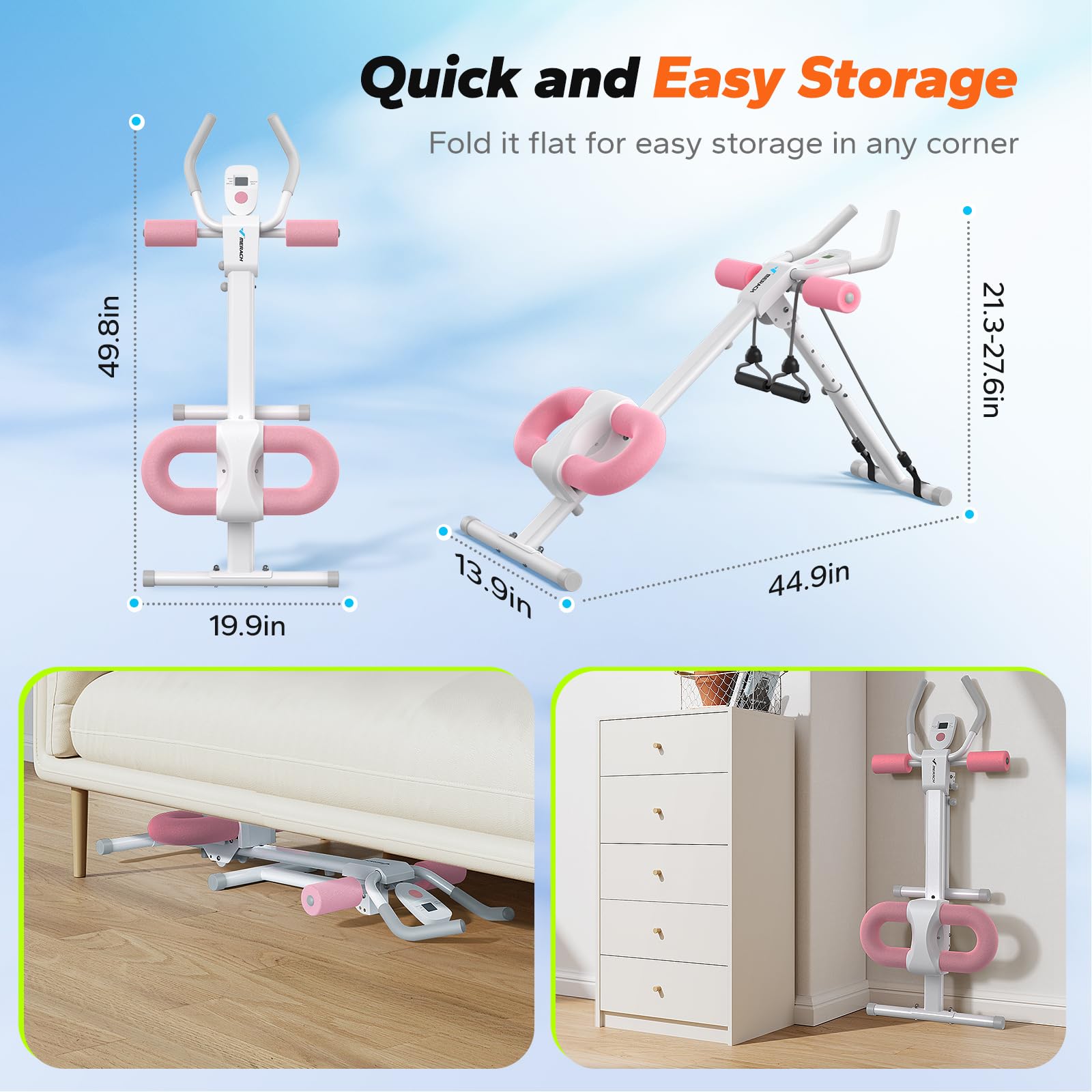 Ab Machine, Ab Workout Equipment, Adjustable Ab Trainer Machine, Abdominal Trainer for Stomach Workout