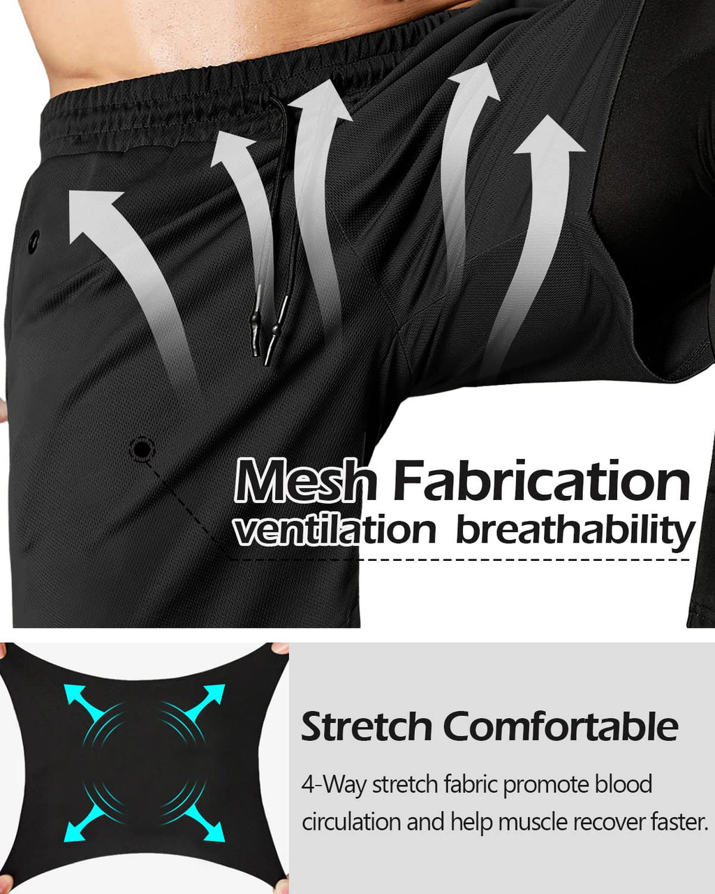 Men's 2 in 1 Running Pants, Gym Workout Compression Pants