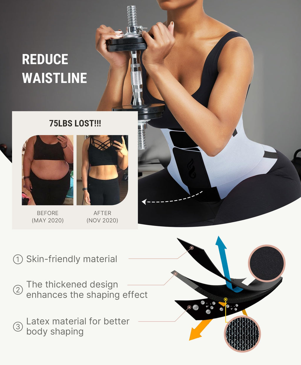 Waist Trainer Belt Waist Cincher Trimmer Ab Belt Tummy Control Body Shaper