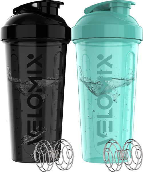 2 Pack- 28 oz Protein Shaker Bottles for Protein Mixes - 2x Wire Whisk | Leak Proof Shaker Cups for Protein Shakes