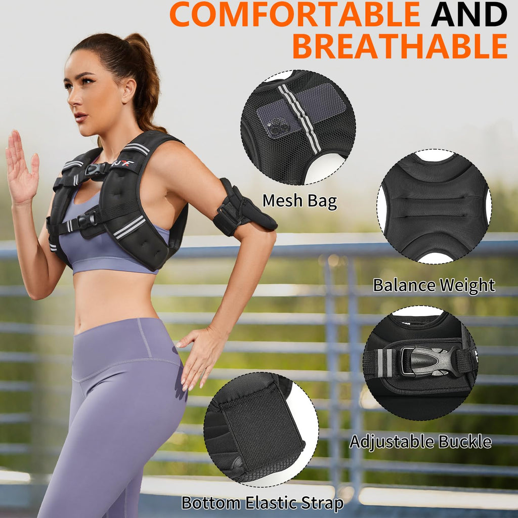Weighted Vest Woman, Reflective Stripe Body Vest for Workout Running Jogging Fitness