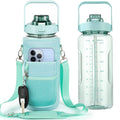 Half Gallon Water Bottle with Sleeve, 64OZ Motivational Water Bottle