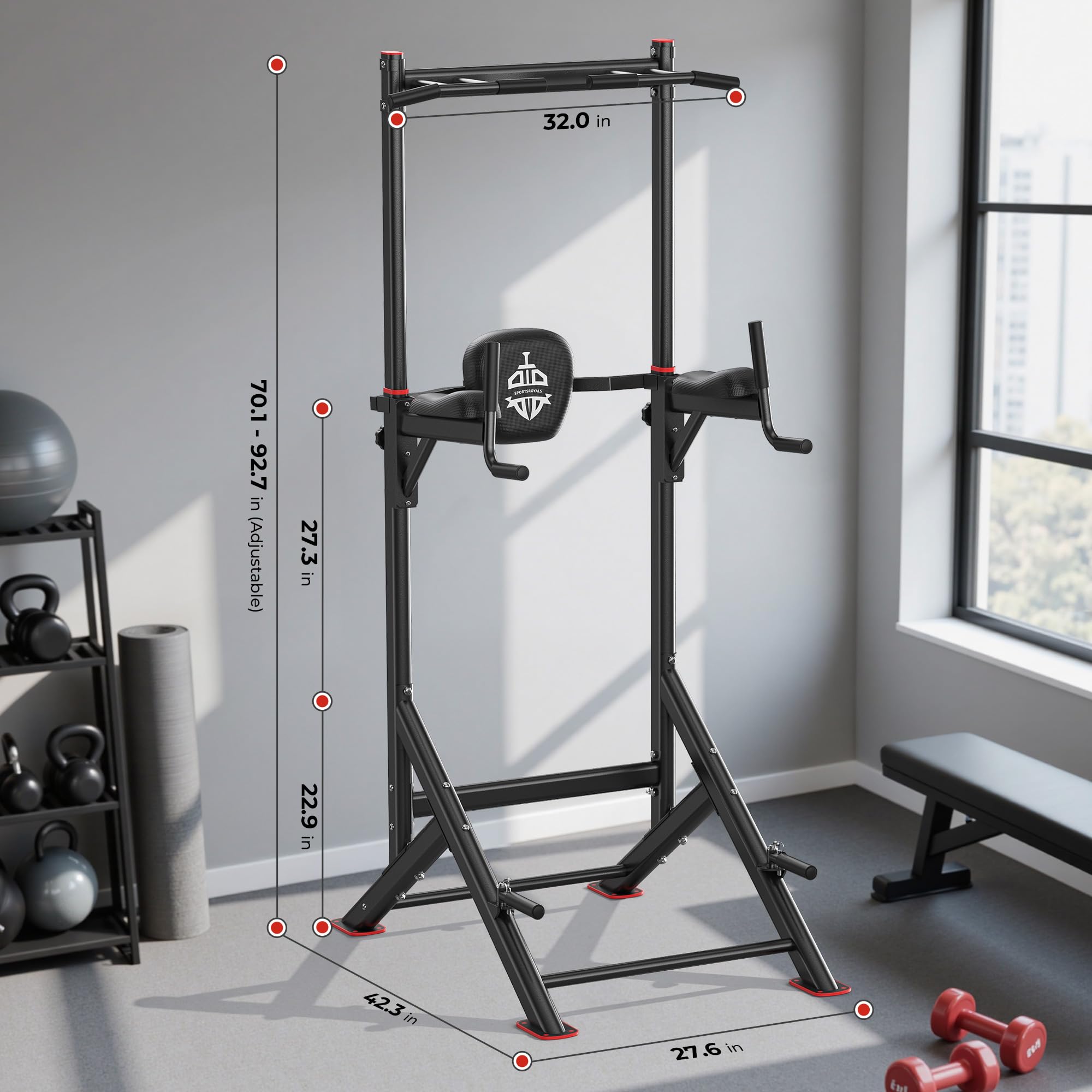 Pull Up Bar Station, 450LBS Stable Pull Up Dip Station for Home Gym Strength Training Equipment | FED Fitness