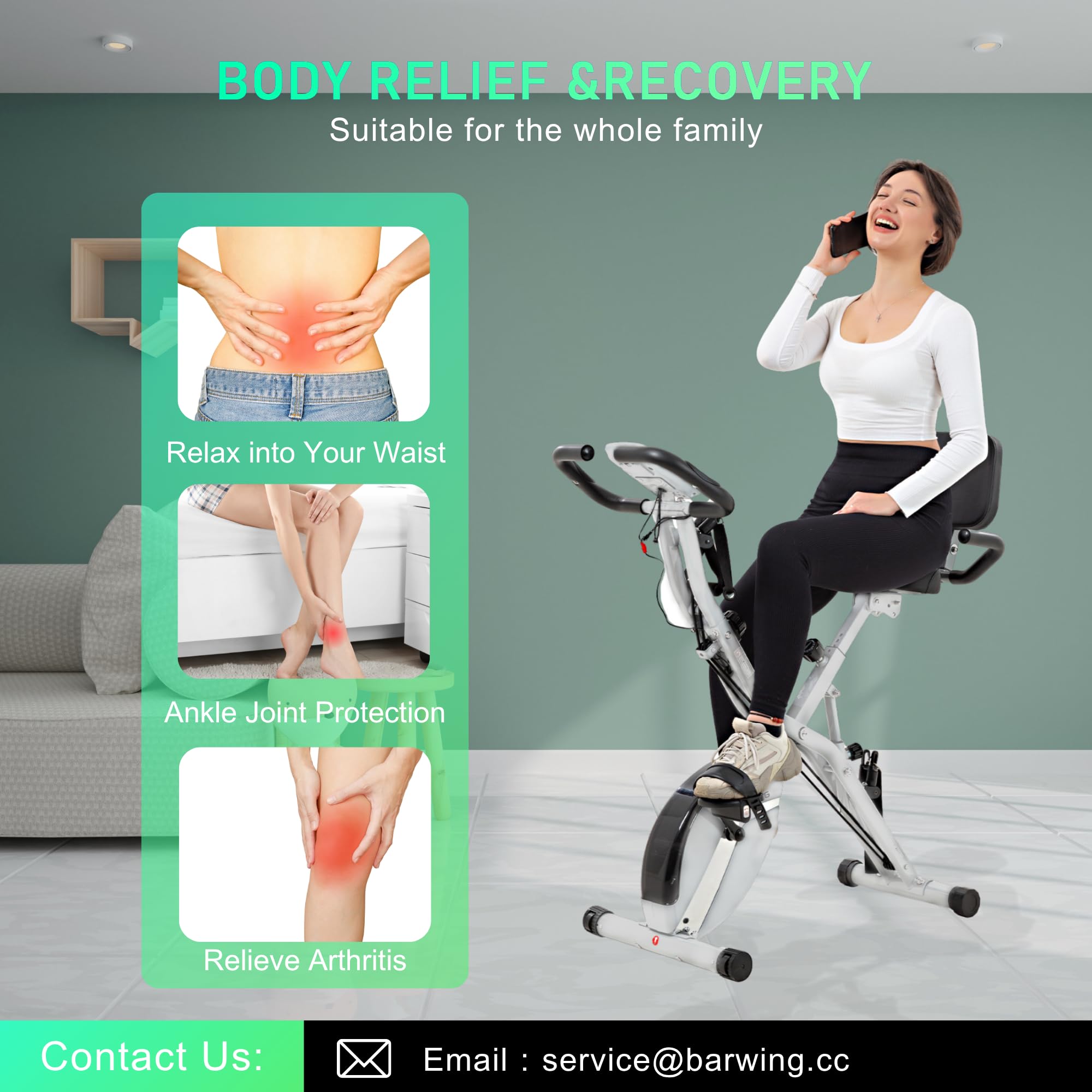 Stationary Exercise Bike for Home Workout, 5 IN 1 Foldable Indoor Cycling Bike