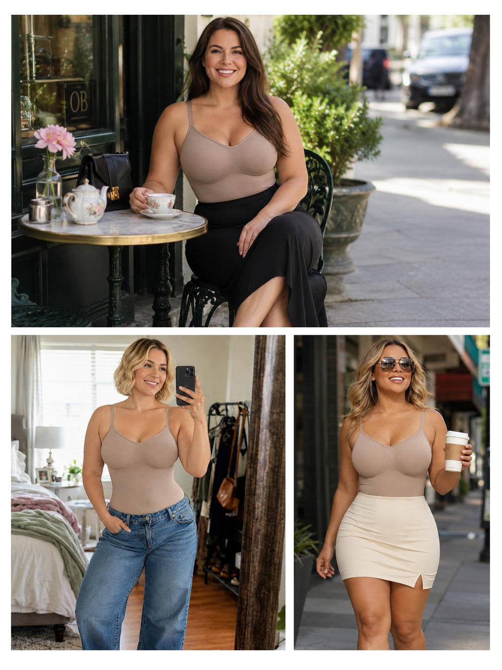 Women Tummy Control Bodysuit Mid Thigh Body Shaper Shorts for a Lifted Look