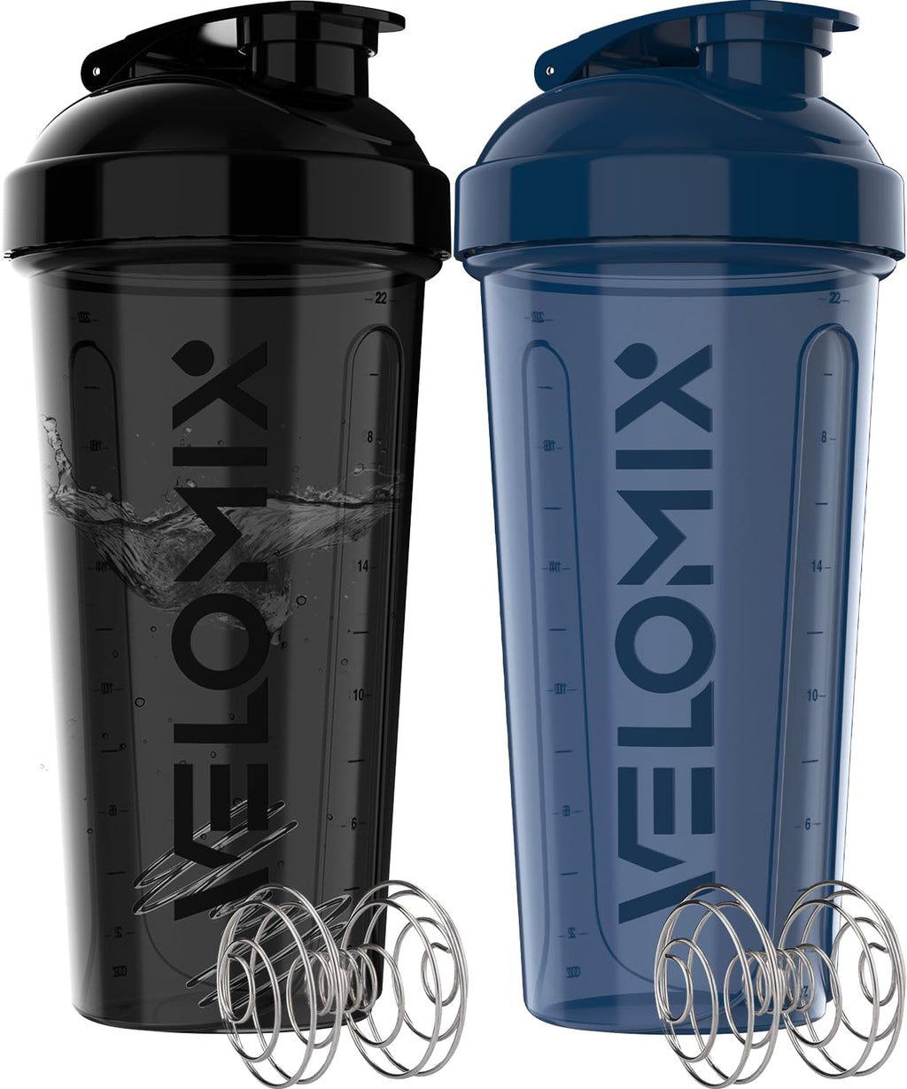 2 Pack- 28 oz Protein Shaker Bottles for Protein Mixes - 2x Wire Whisk | Leak Proof Shaker Cups for Protein Shakes