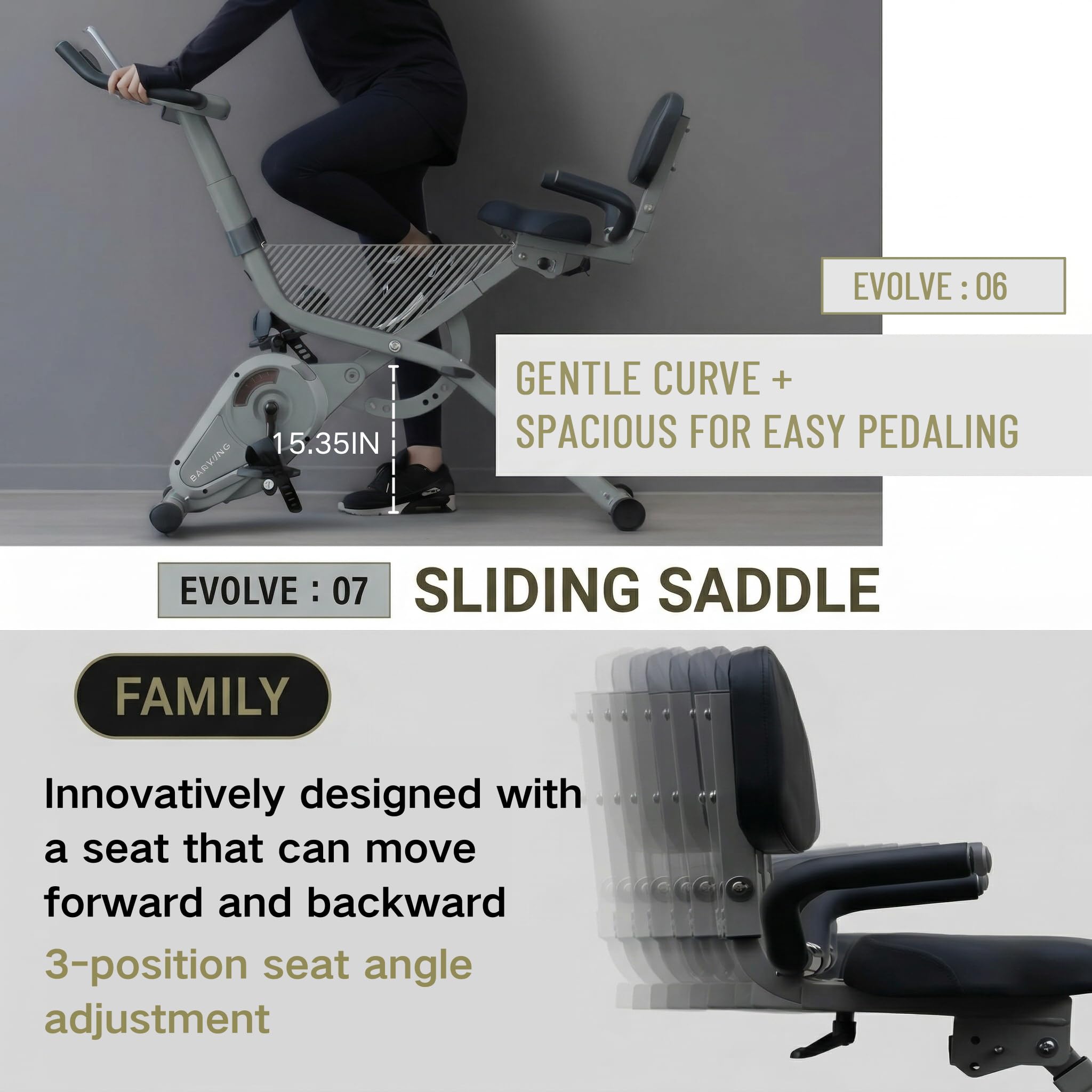 Stationary Exercise Bike for Home Workout, 5 IN 1 Foldable Indoor Cycling Bike