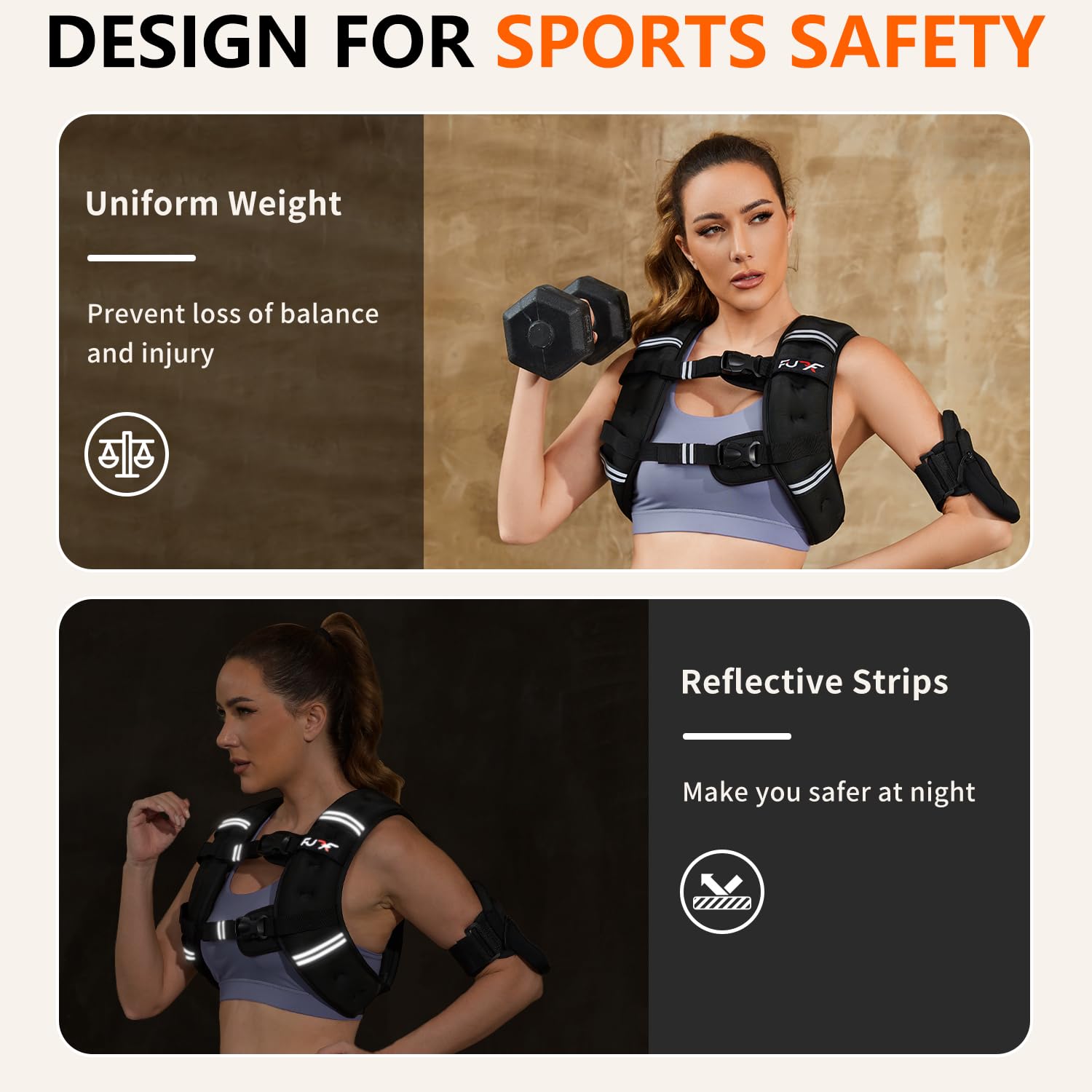 Weighted Vest Woman, Reflective Stripe Body Vest for Workout Running Jogging Fitness