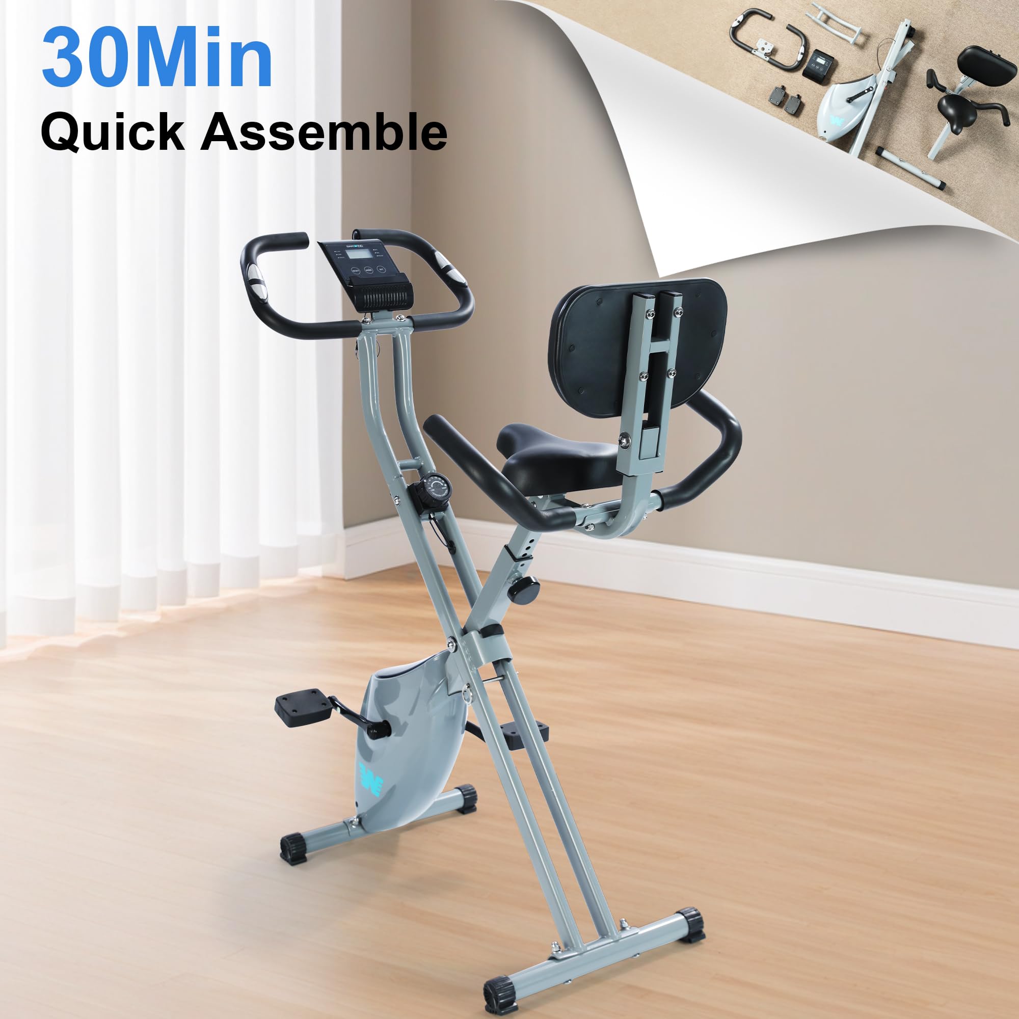 Stationary Exercise Bike for Home Workout, 5 IN 1 Foldable Indoor Cycling Bike