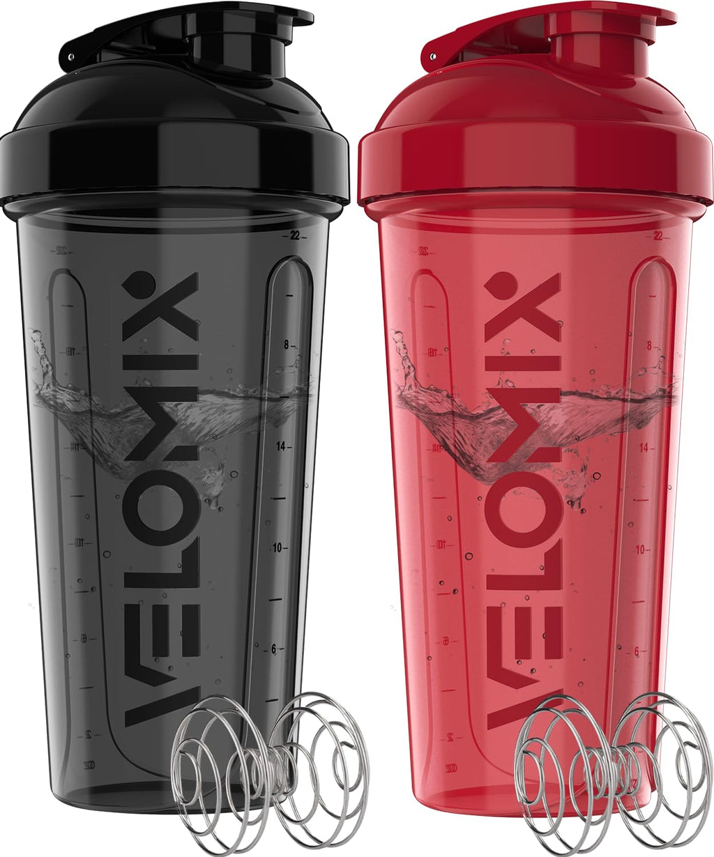 2 Pack- 28 oz Protein Shaker Bottles for Protein Mixes - 2x Wire Whisk | Leak Proof Shaker Cups for Protein Shakes