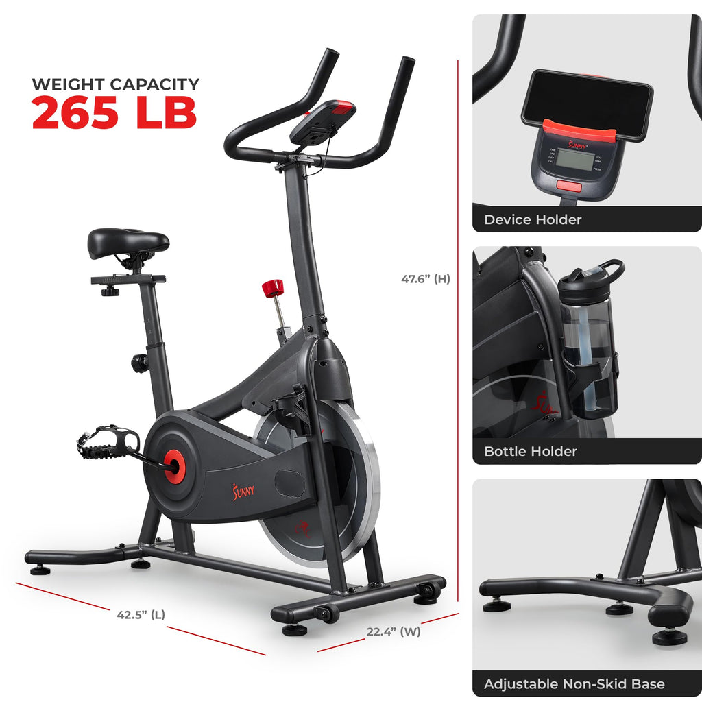 Fitness Smart Magnetic Indoor Cycling Bike, Stationary Exercise Cardio Equipment, Free SunnyFit Training App