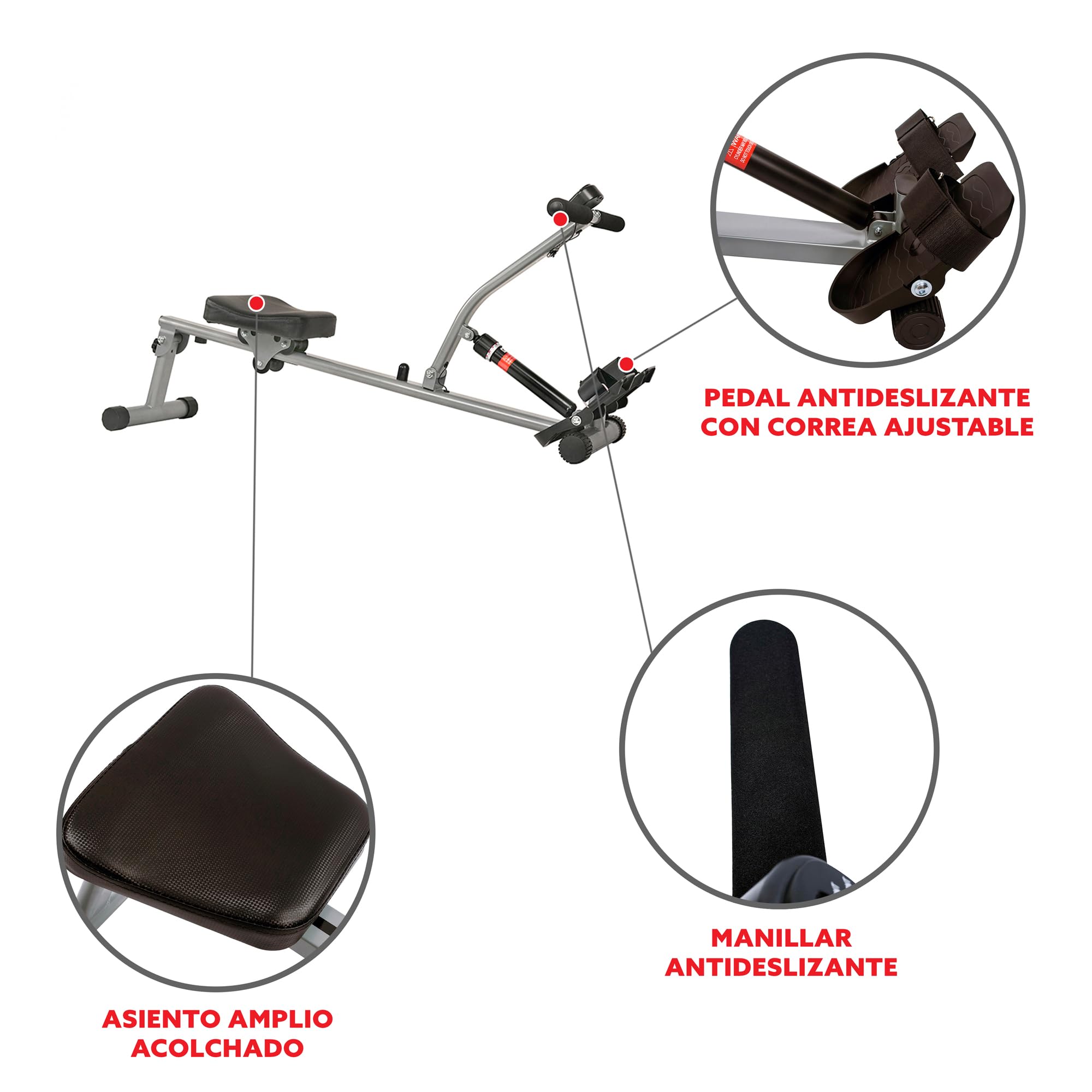 Fitness Compact Adjustable Rowing Machine with 12 Levels of Resistance for Complete Body Workouts
