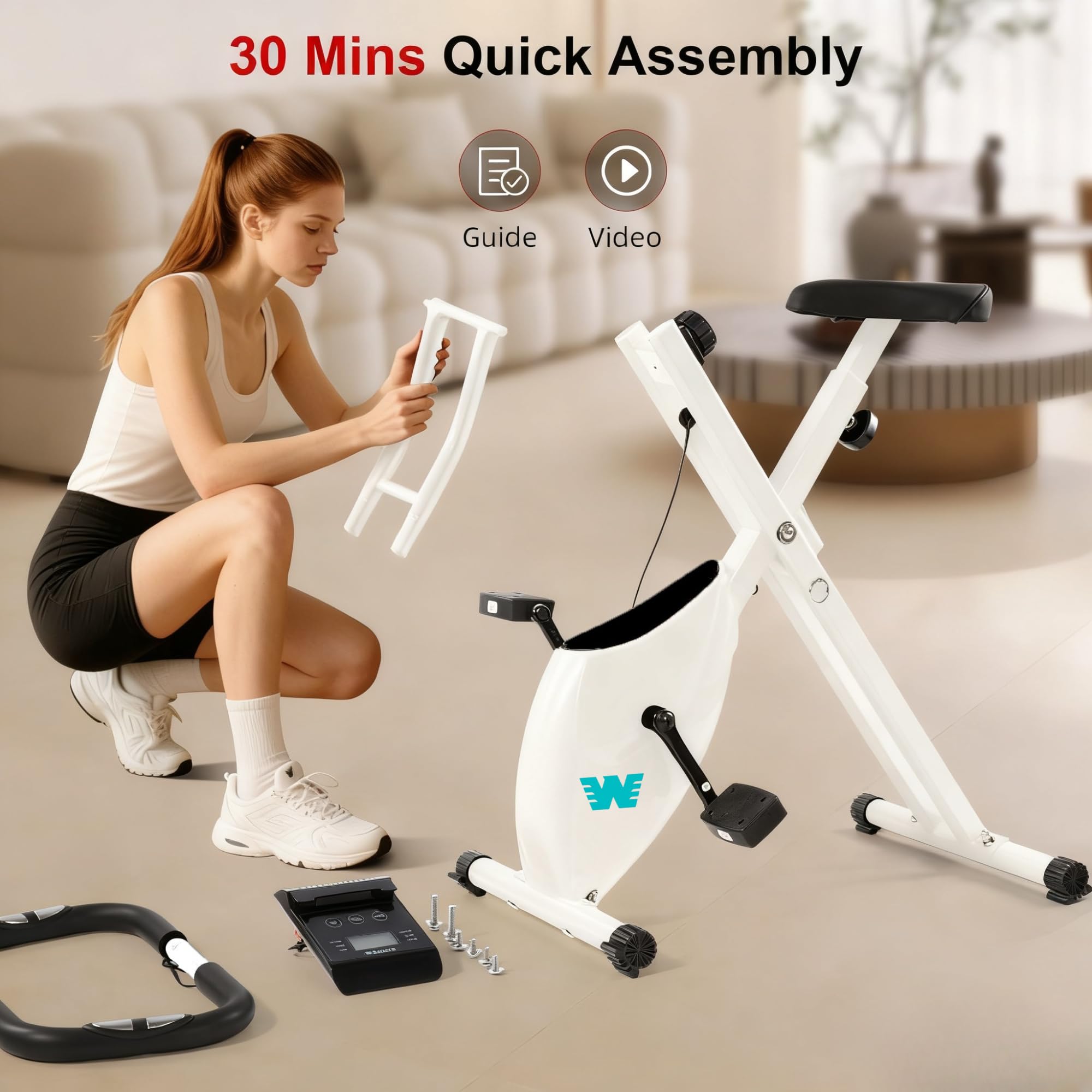 Stationary Exercise Bike for Home Workout, 5 IN 1 Foldable Indoor Cycling Bike