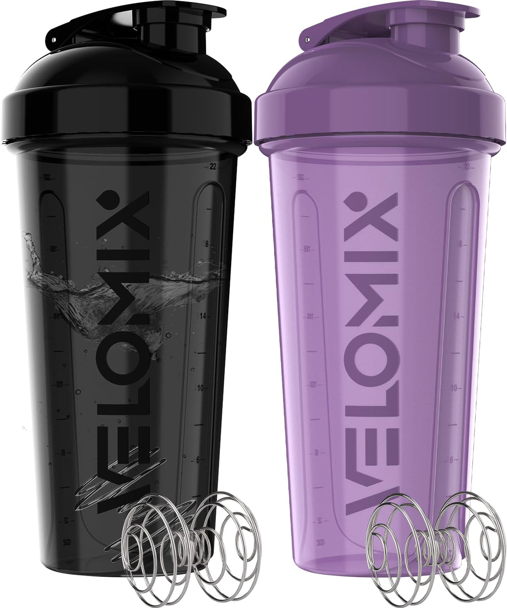 2 Pack- 28 oz Protein Shaker Bottles for Protein Mixes - 2x Wire Whisk | Leak Proof Shaker Cups for Protein Shakes