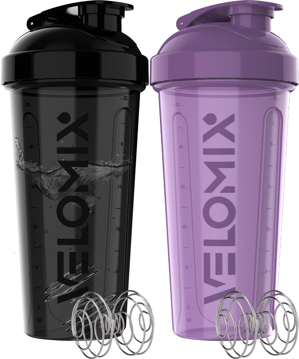 2 Pack- 28 oz Protein Shaker Bottles for Protein Mixes - 2x Wire Whisk | Leak Proof Shaker Cups for Protein Shakes
