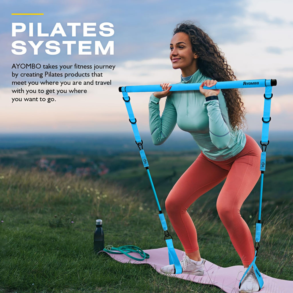 Pilates Bar Kit with Resistance Bands, Pilates Workout Equipment, Adjustable 3-Section Pilates Bar Kit for Women & Men