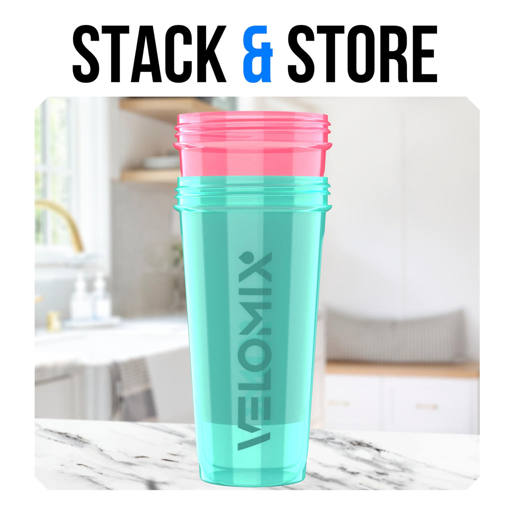 2 Pack- 28 oz Protein Shaker Bottles for Protein Mixes - 2x Wire Whisk | Leak Proof Shaker Cups for Protein Shakes