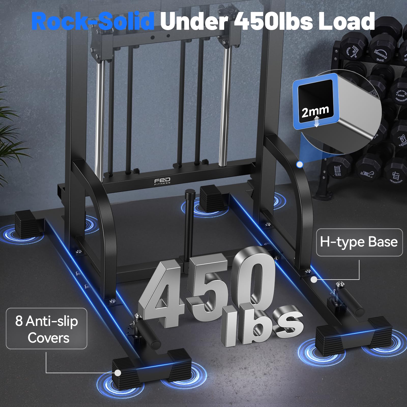 Pull Up Bar Station, 450LBS Stable Pull Up Dip Station for Home Gym Strength Training Equipment | FED Fitness