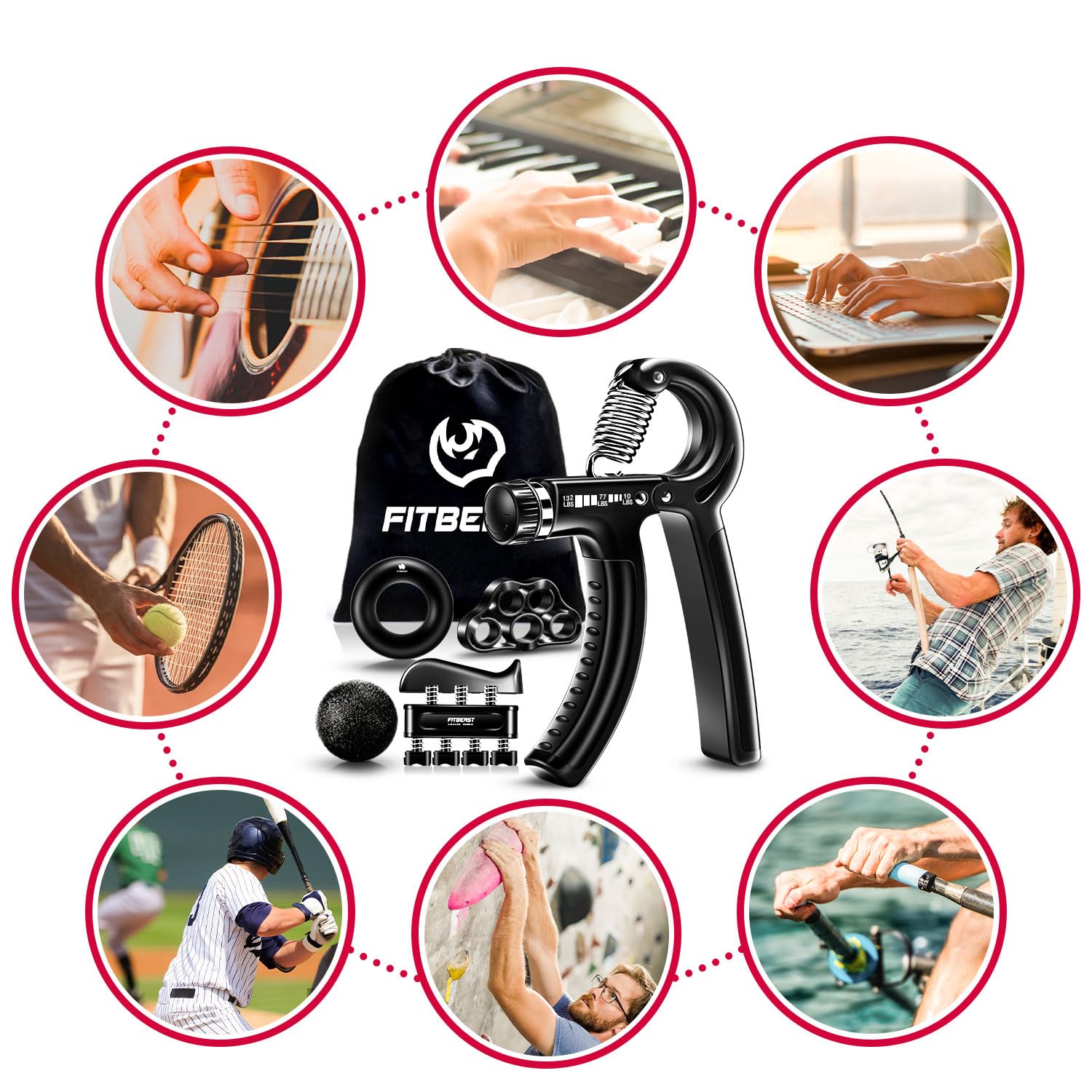 Grip Strengthener Forearm Strengthener Hand Grips Strengthener Kit - 5 Pack Adjustable Resistance