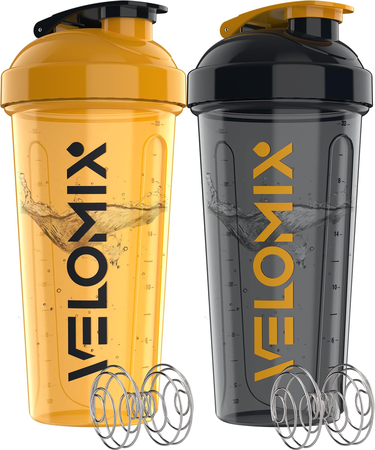 2 Pack- 28 oz Protein Shaker Bottles for Protein Mixes - 2x Wire Whisk | Leak Proof Shaker Cups for Protein Shakes