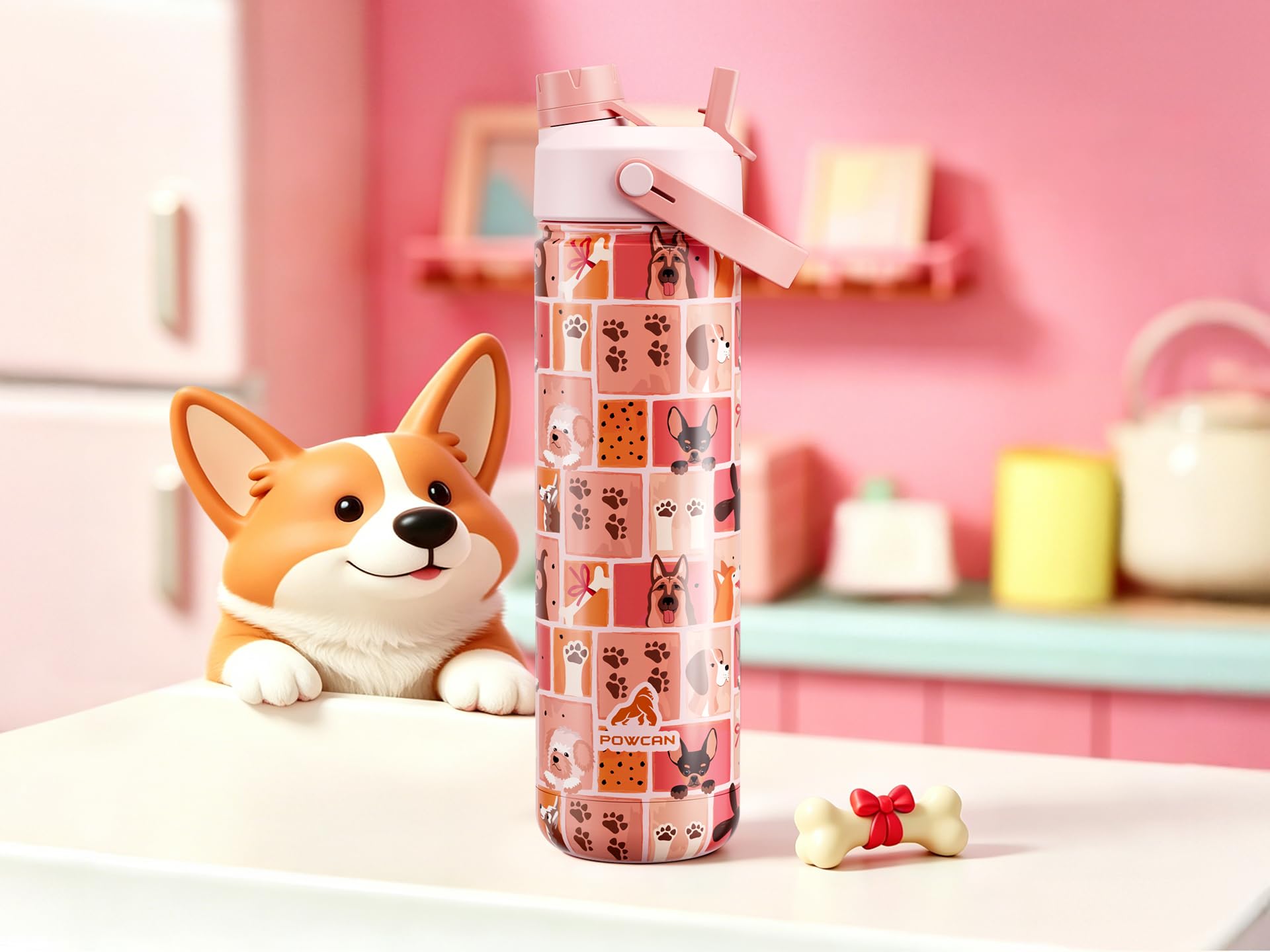40 oz Insulated Water Bottle with 2-in-1 Straw and Spout Lid (Cotton Candy)