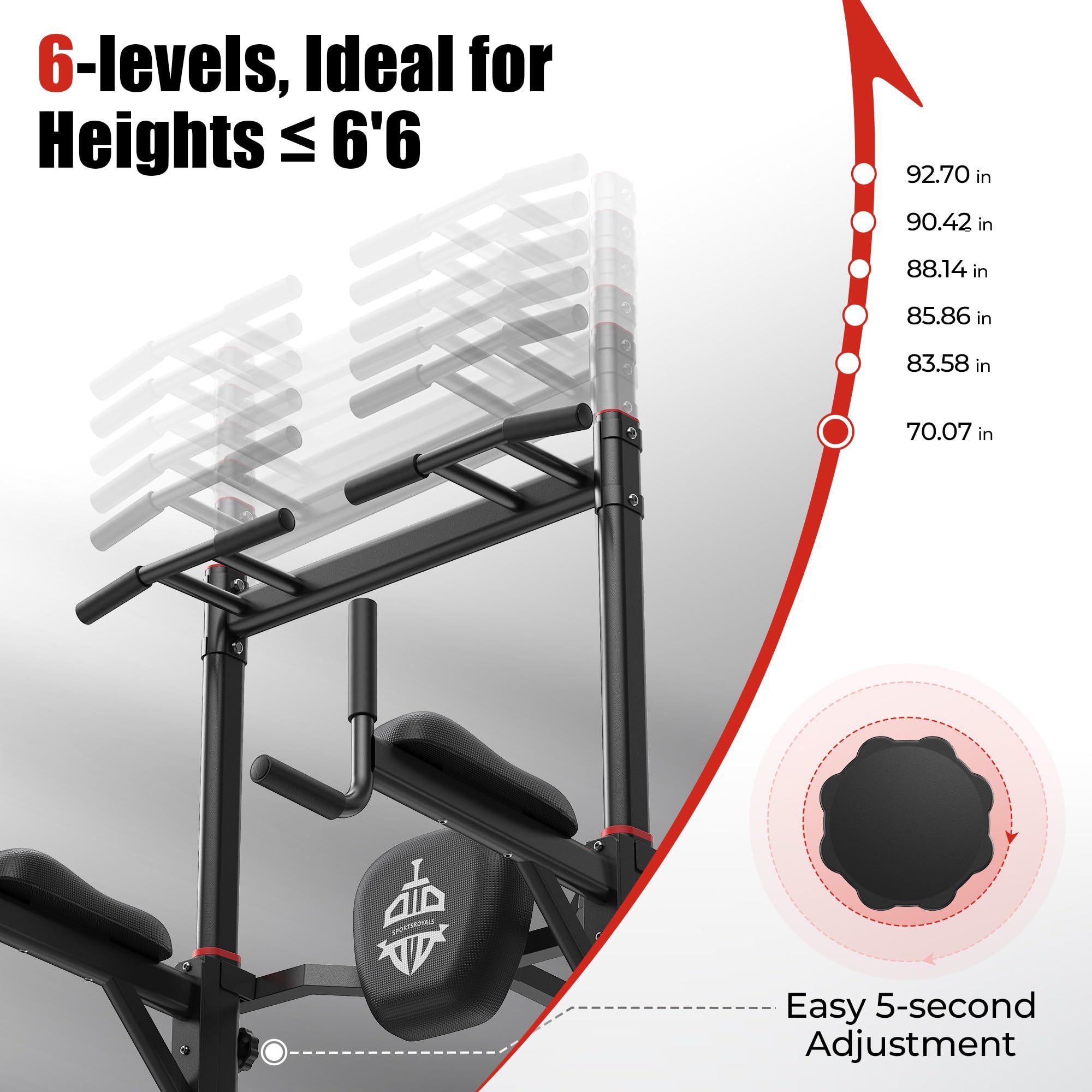Pull Up Bar Station, 450LBS Stable Pull Up Dip Station for Home Gym Strength Training Equipment | FED Fitness