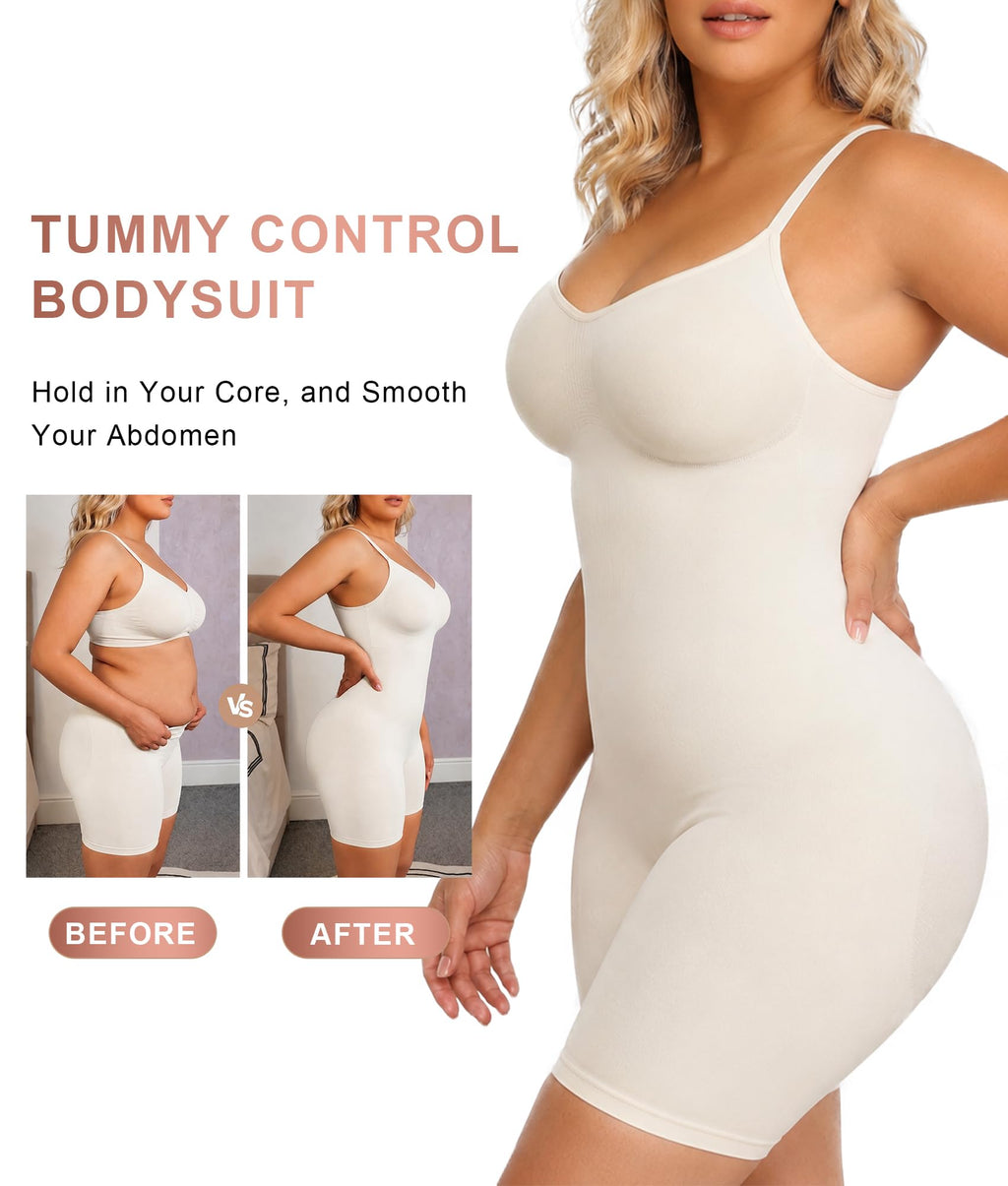Women Tummy Control Bodysuit Mid Thigh Body Shaper Shorts for a Lifted Look