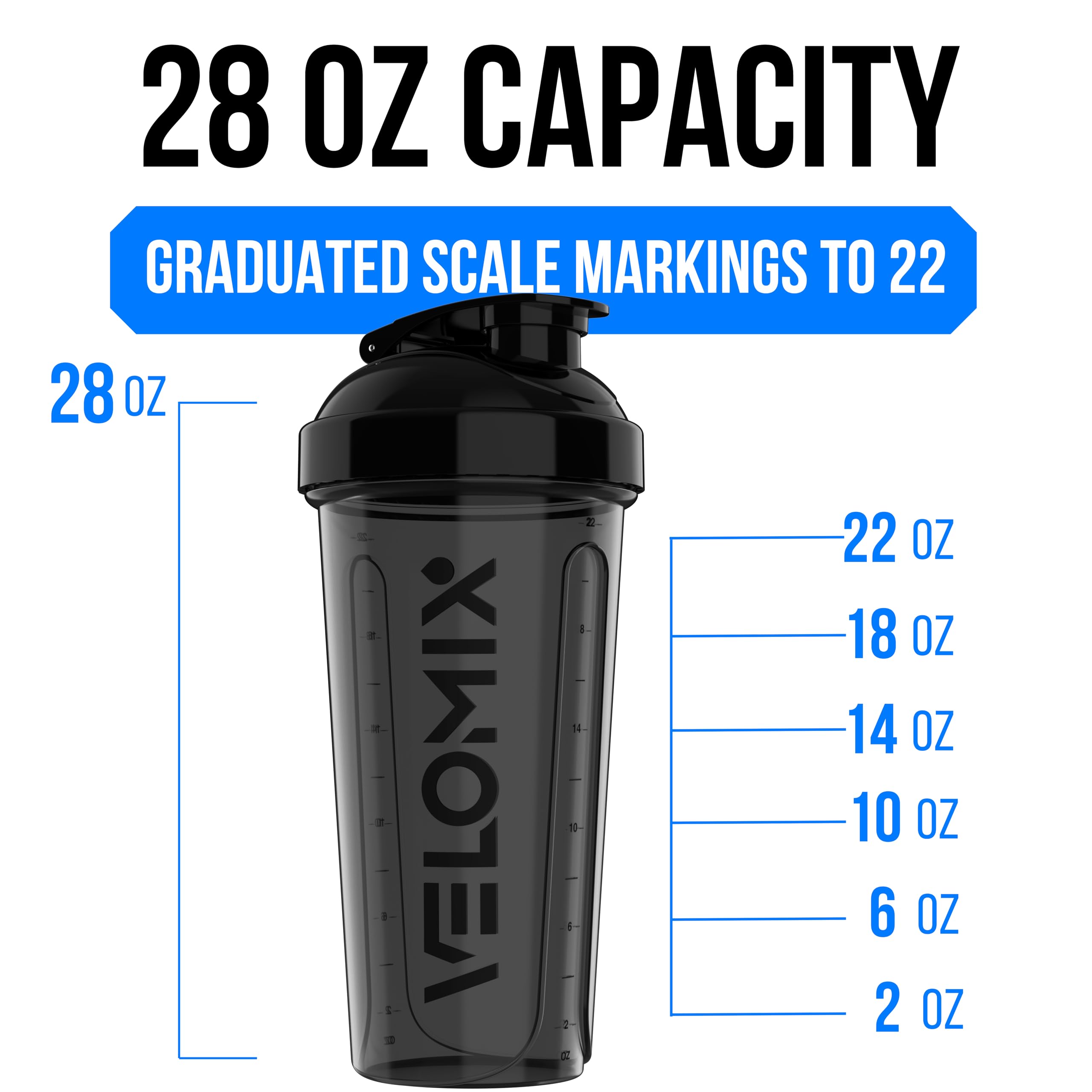 2 Pack- 28 oz Protein Shaker Bottles for Protein Mixes - 2x Wire Whisk | Leak Proof Shaker Cups for Protein Shakes